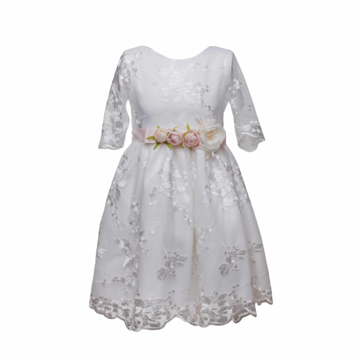 ABITO CERIMONIA BIANCO CON RICAMI BAMBINA E TEEN - annameglio.com abbigliamento moda