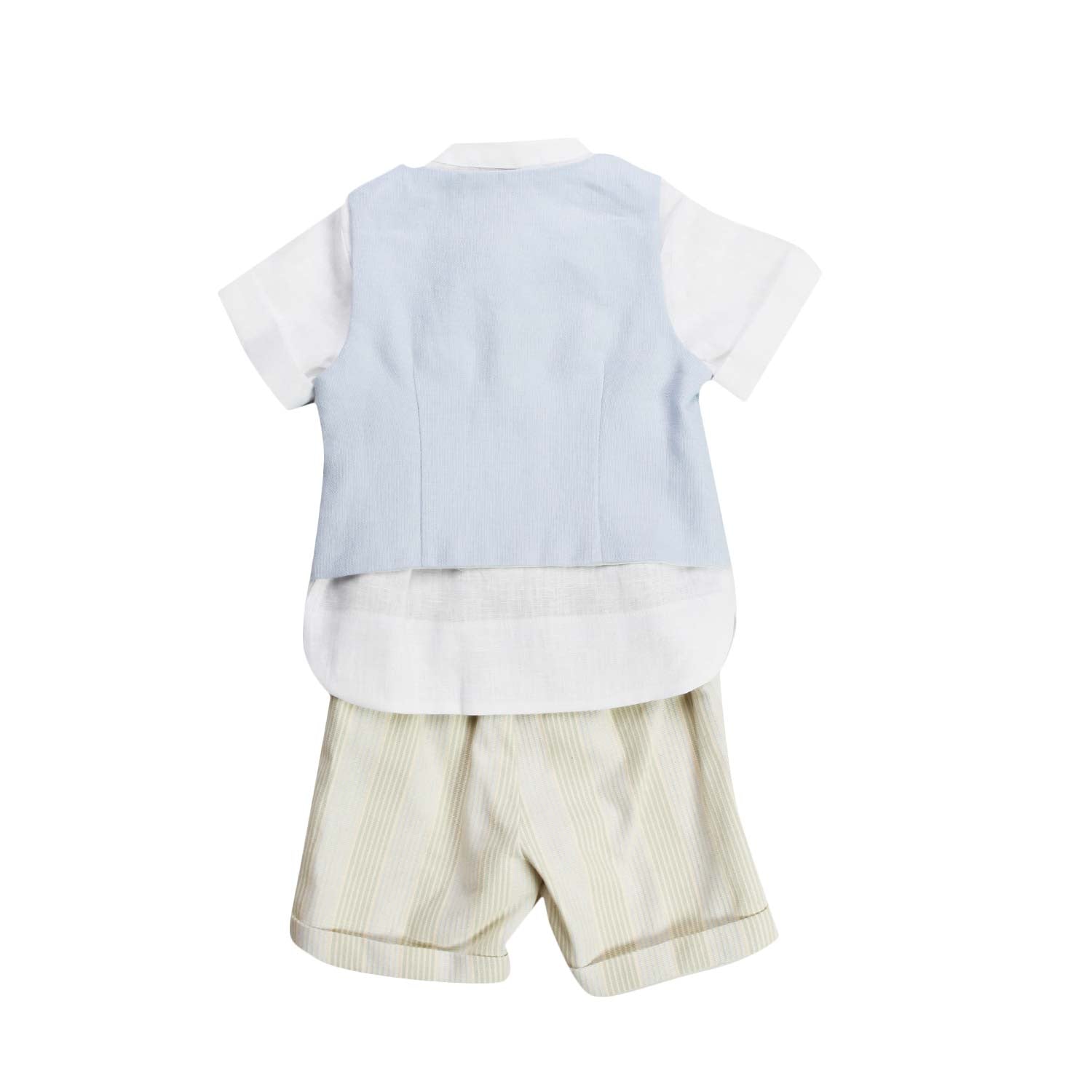 COMPLETINO NEONATO BIANCO CELESTE E BEIGE - annameglio.com abbigliamento moda