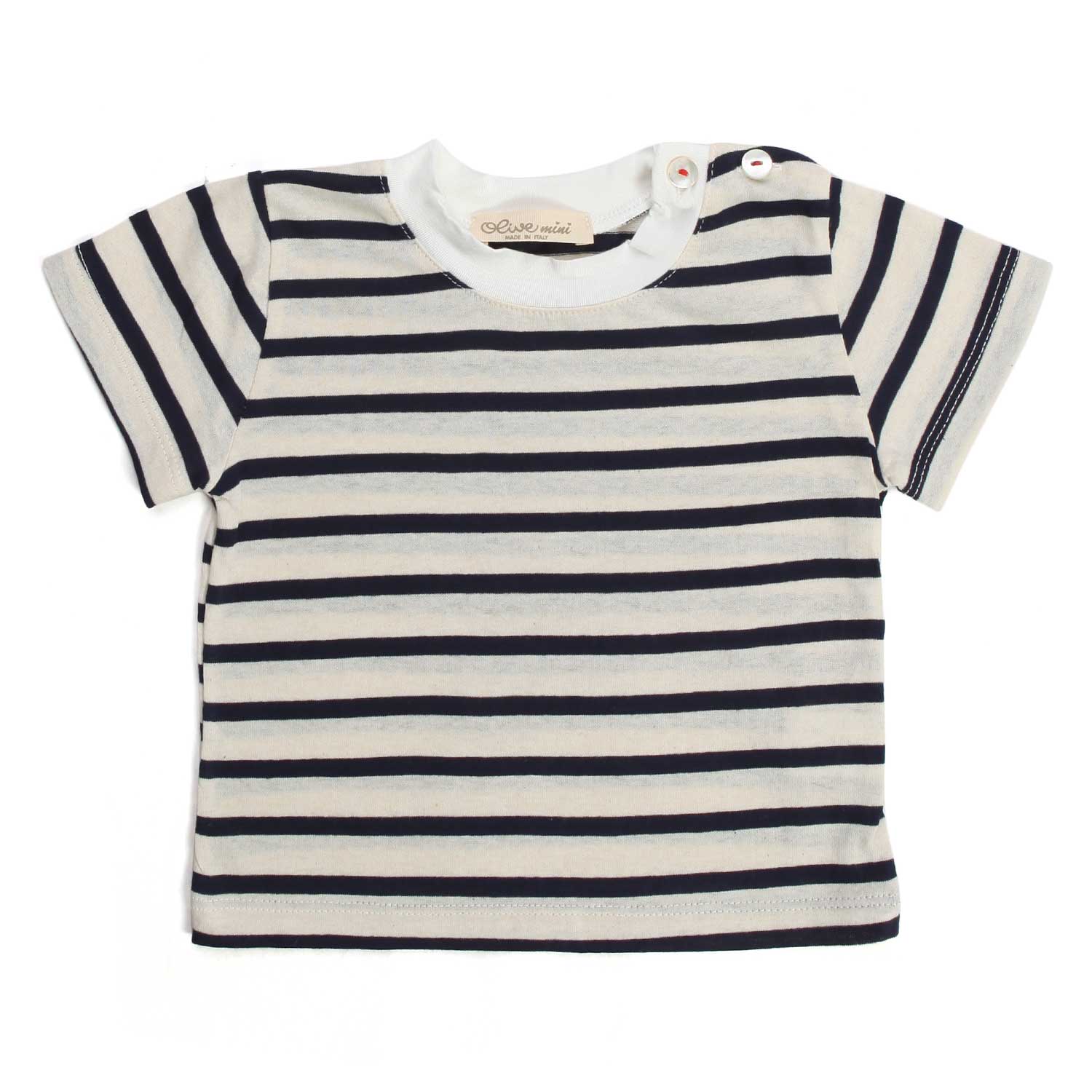 T-SHIRT UNISEX BABY PANNA E BLU A RIGHE - annameglio.com abbigliamento moda