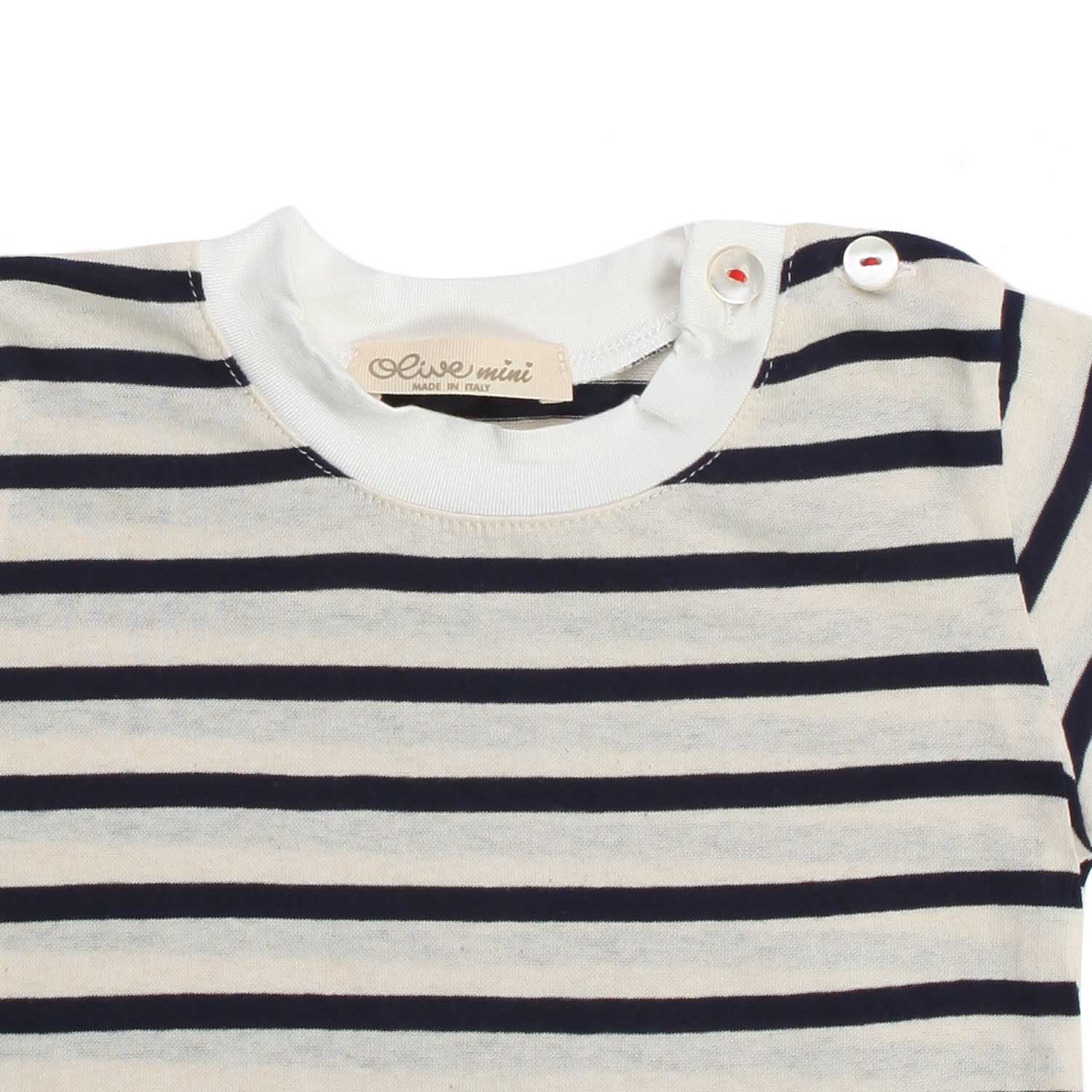 T-SHIRT UNISEX BABY PANNA E BLU A RIGHE - annameglio.com abbigliamento moda