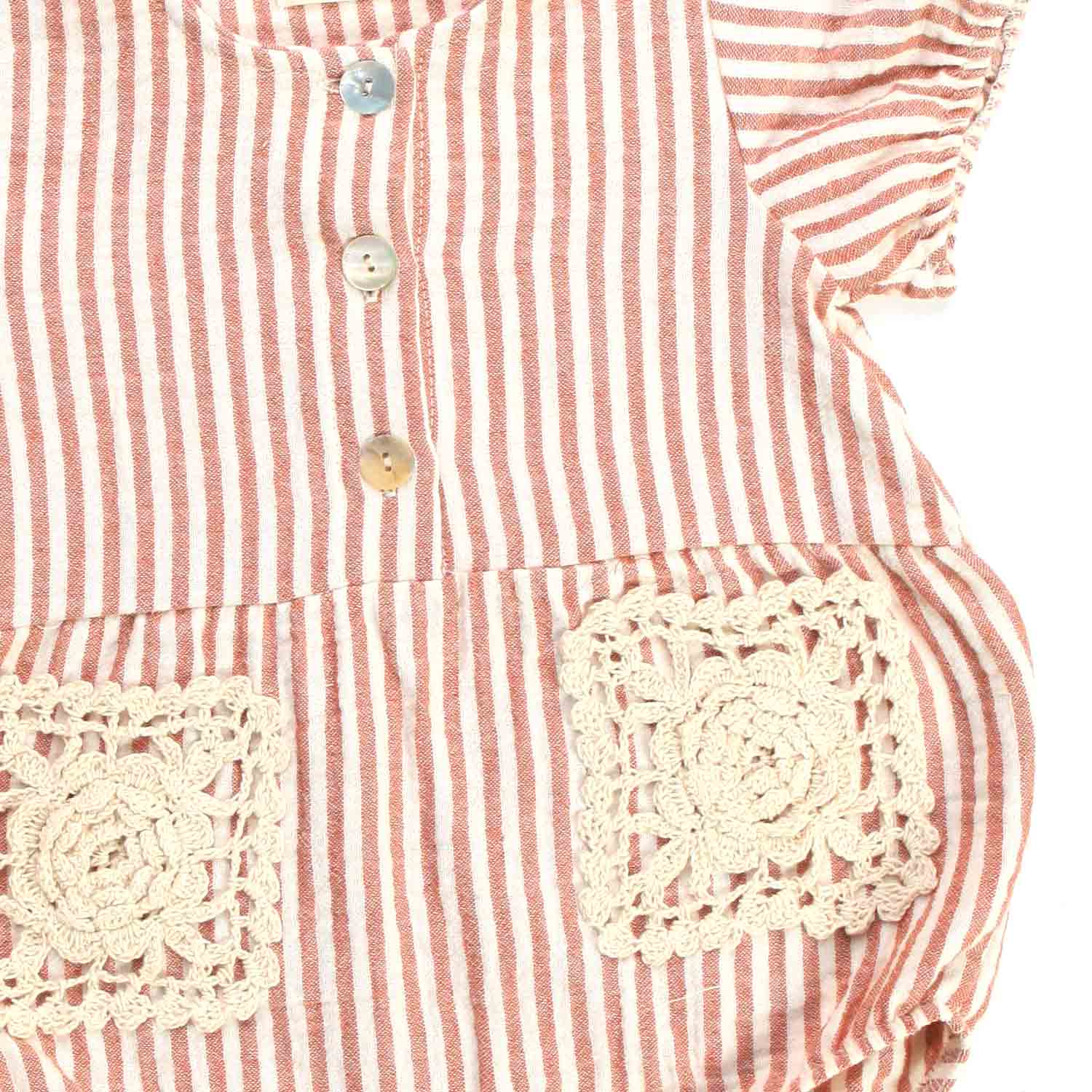 PAGLIACCETTO BIANCO E RUGGINE A RIGHE NEONATA - annameglio.com abbigliamento moda