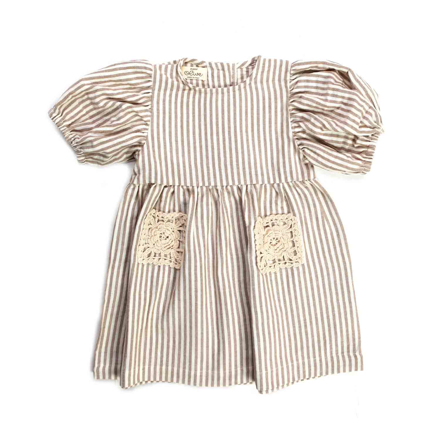 ABITO BIANCO E BEIGE A RIGHE BAMBINA - annameglio.com abbigliamento moda