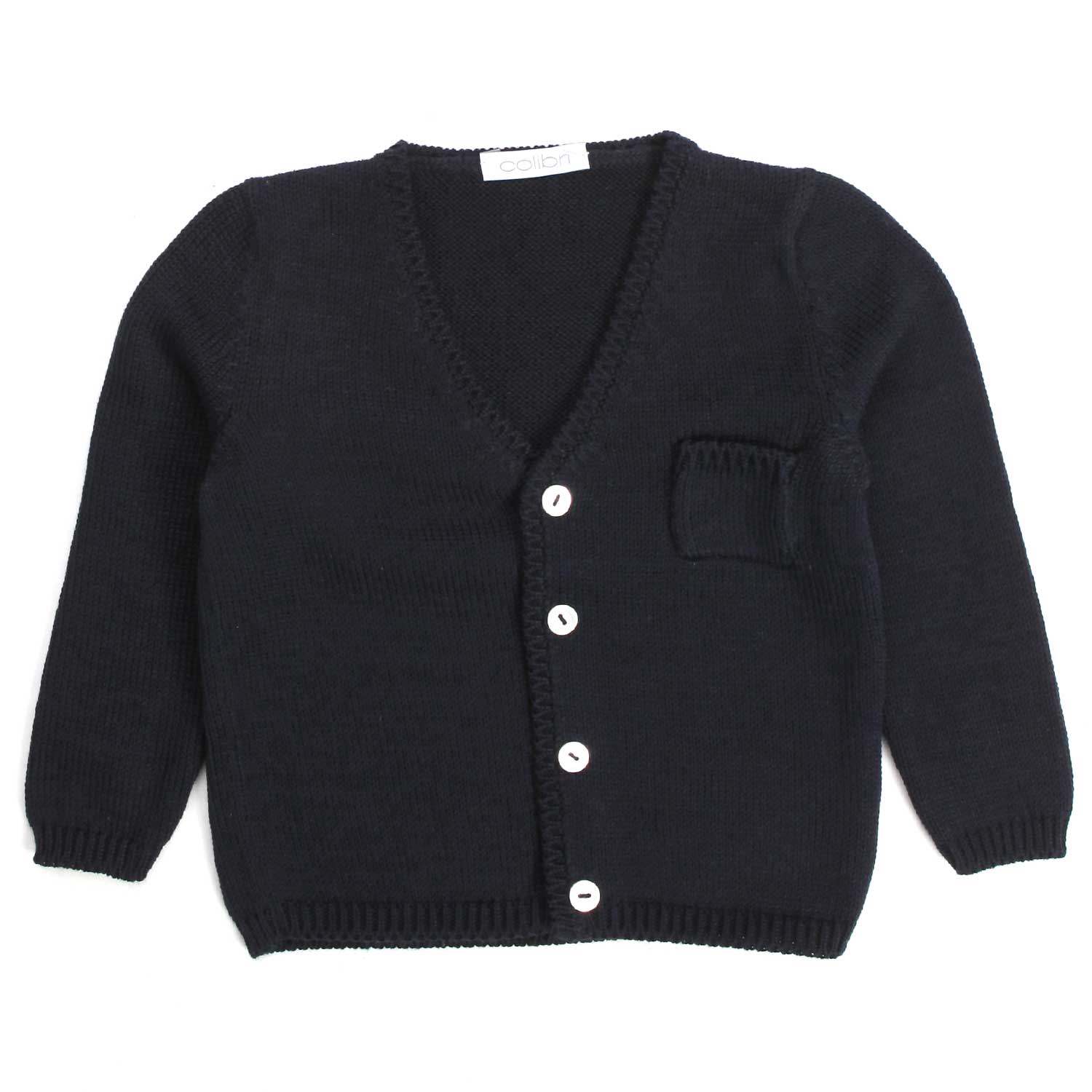 Cardigan blu navy con taschino in cotone - annameglio.com abbigliamento moda