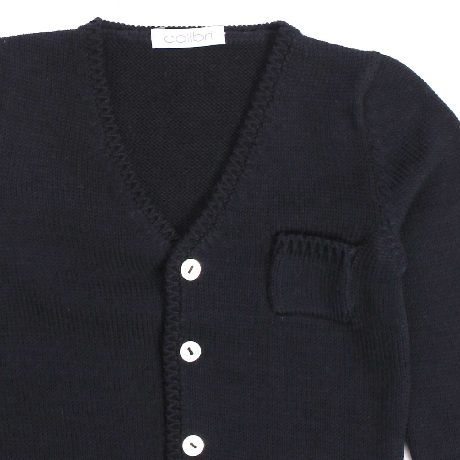 Cardigan blu navy con taschino in cotone - annameglio.com abbigliamento moda