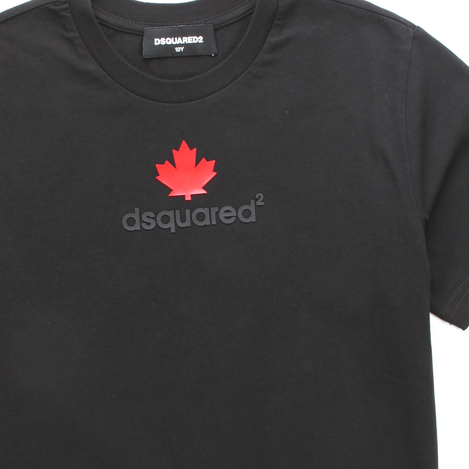 T-SHIRT NERA CON FOGLIA ROSSA BAMBINO E TEENAGER - annameglio.com abbigliamento moda