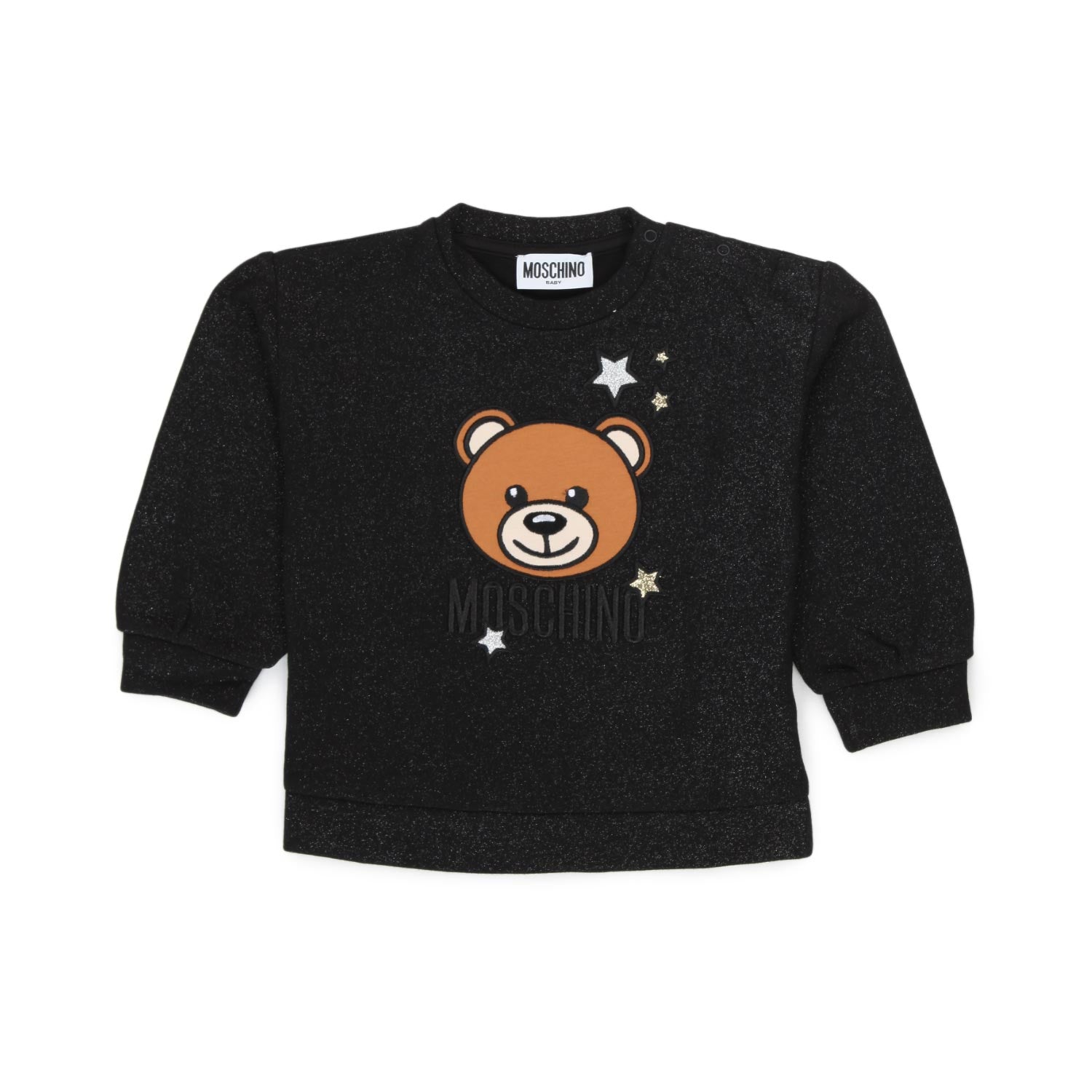 FELPA TEDDY BEAR NERA E GLITTER BIMBA - annameglio.com abbigliamento moda