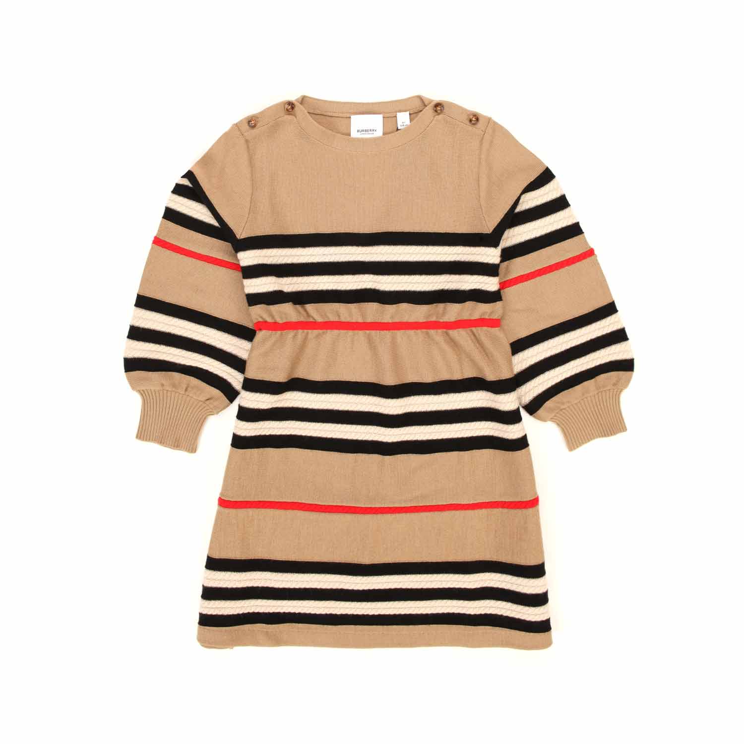 ABITO BEIGE A RIGHE BAMBINA E TEENAGER - annameglio.com abbigliamento moda