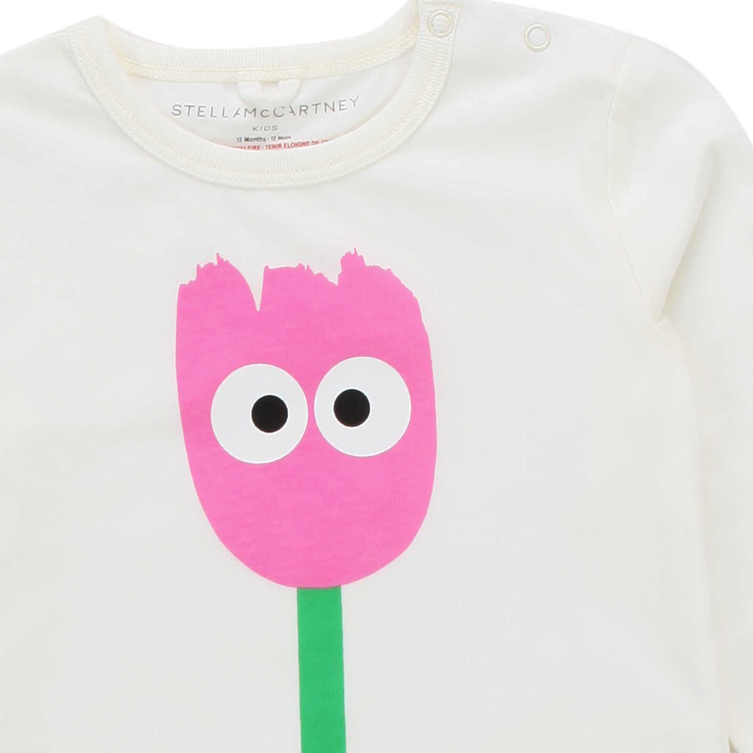 T-SHIRT LUNGA BIANCA CON TULIPANO ROSA BABY - annameglio.com abbigliamento moda