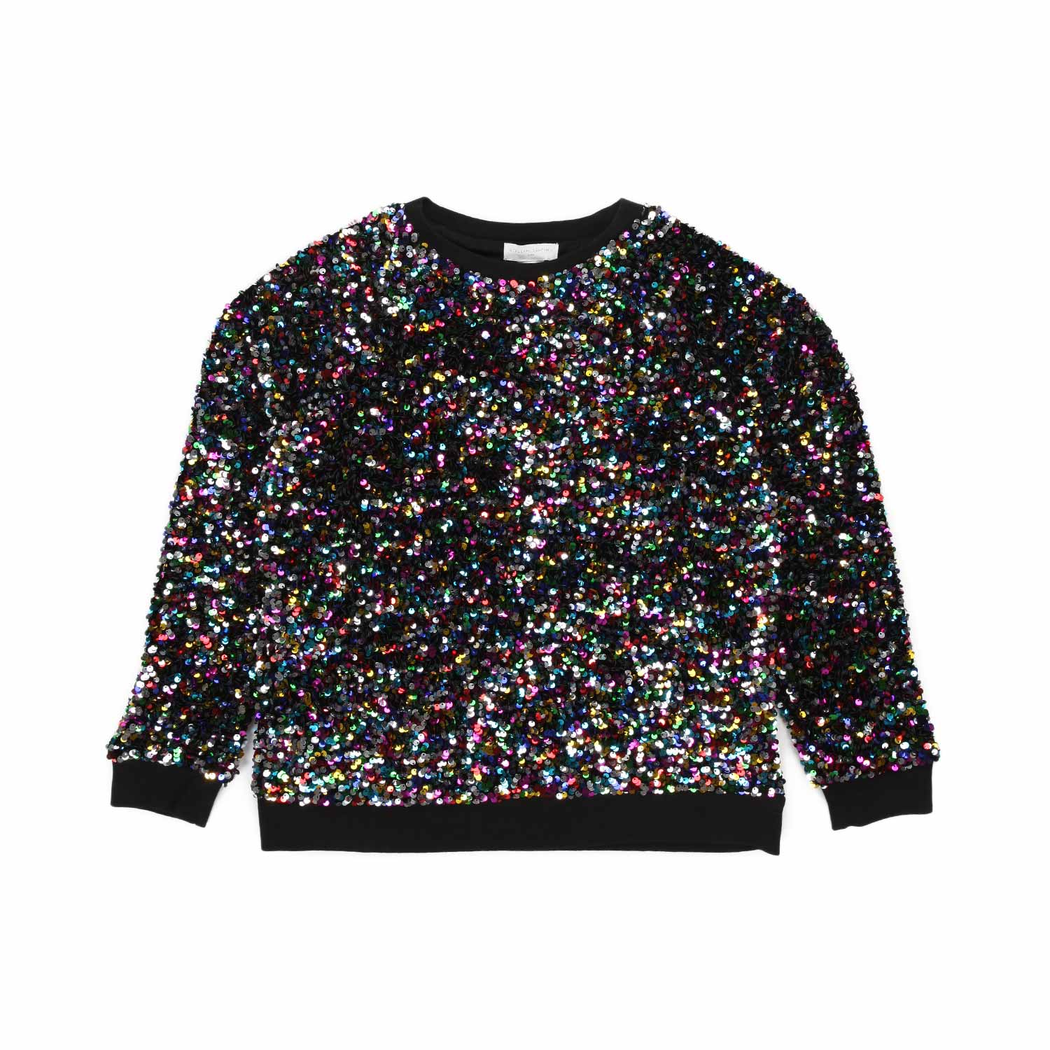 FELPA NERA CON PAILLETTES BAMBINA E TEEN - annameglio.com abbigliamento moda