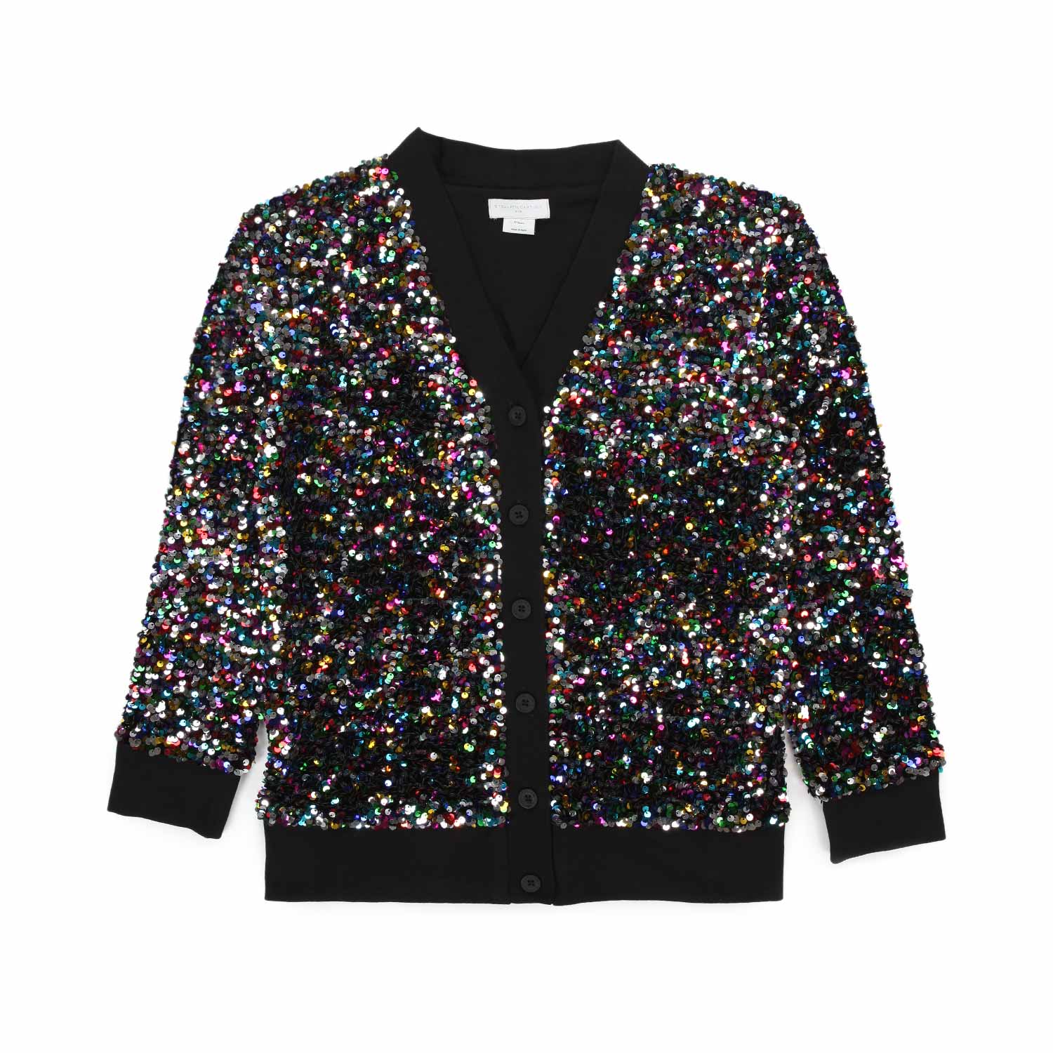CARDIGAN NERO IN FELPA CON PAILLETTES BAMBINA E TE - annameglio.com abbigliamento moda