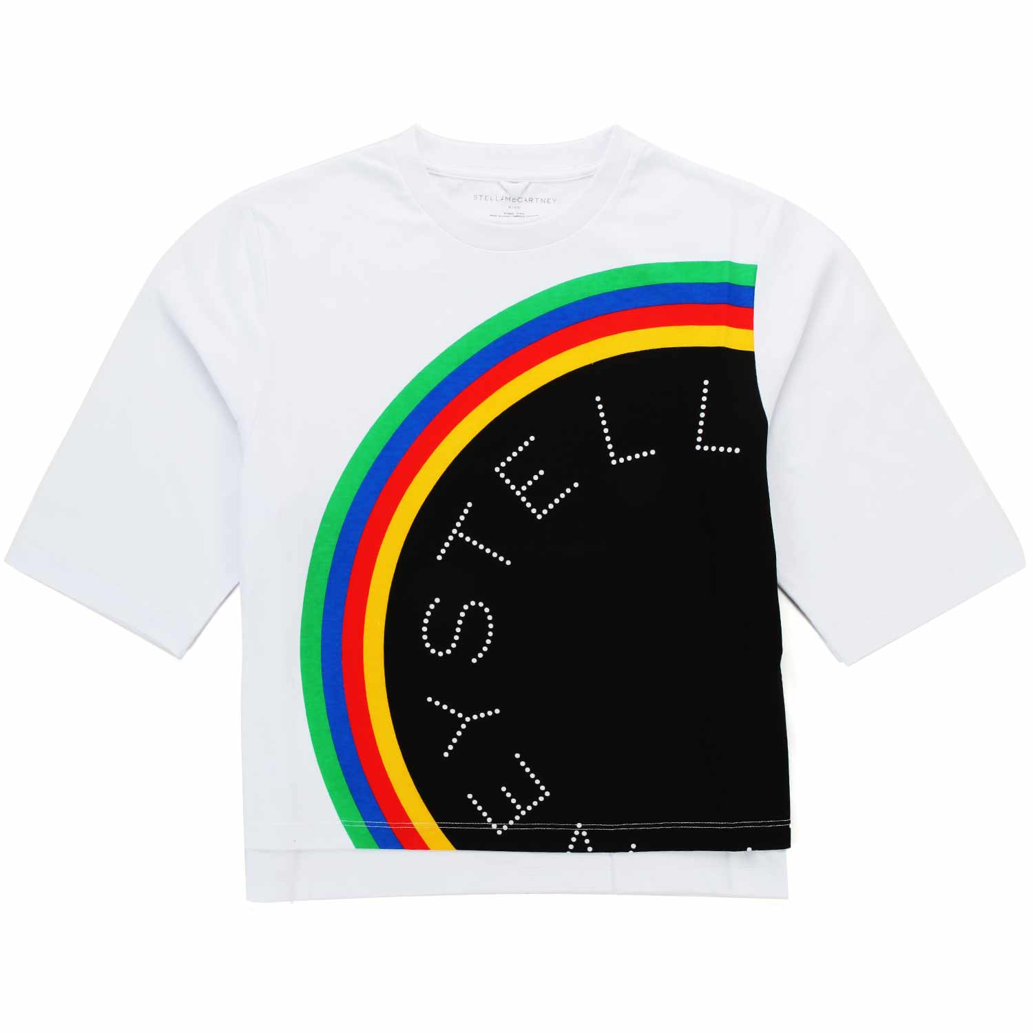 T-SHIRT ARCOBALENO BIANCA E NERA BAMBINA E TEEN - annameglio.com abbigliamento moda