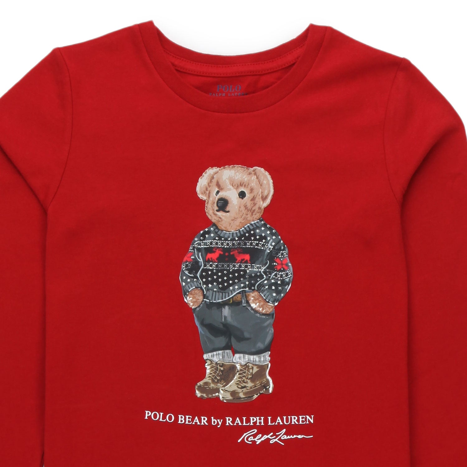 T-SHIRT LUNGA POLO BEAR ROSSA BAMBINO - annameglio.com abbigliamento moda