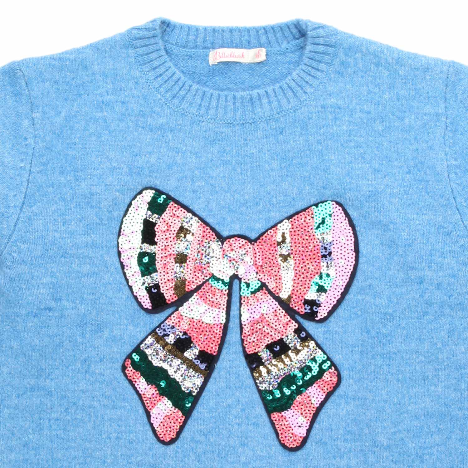 PULLOVER AZZURRO CON PAILLETTES BAMBINA - annameglio.com abbigliamento moda