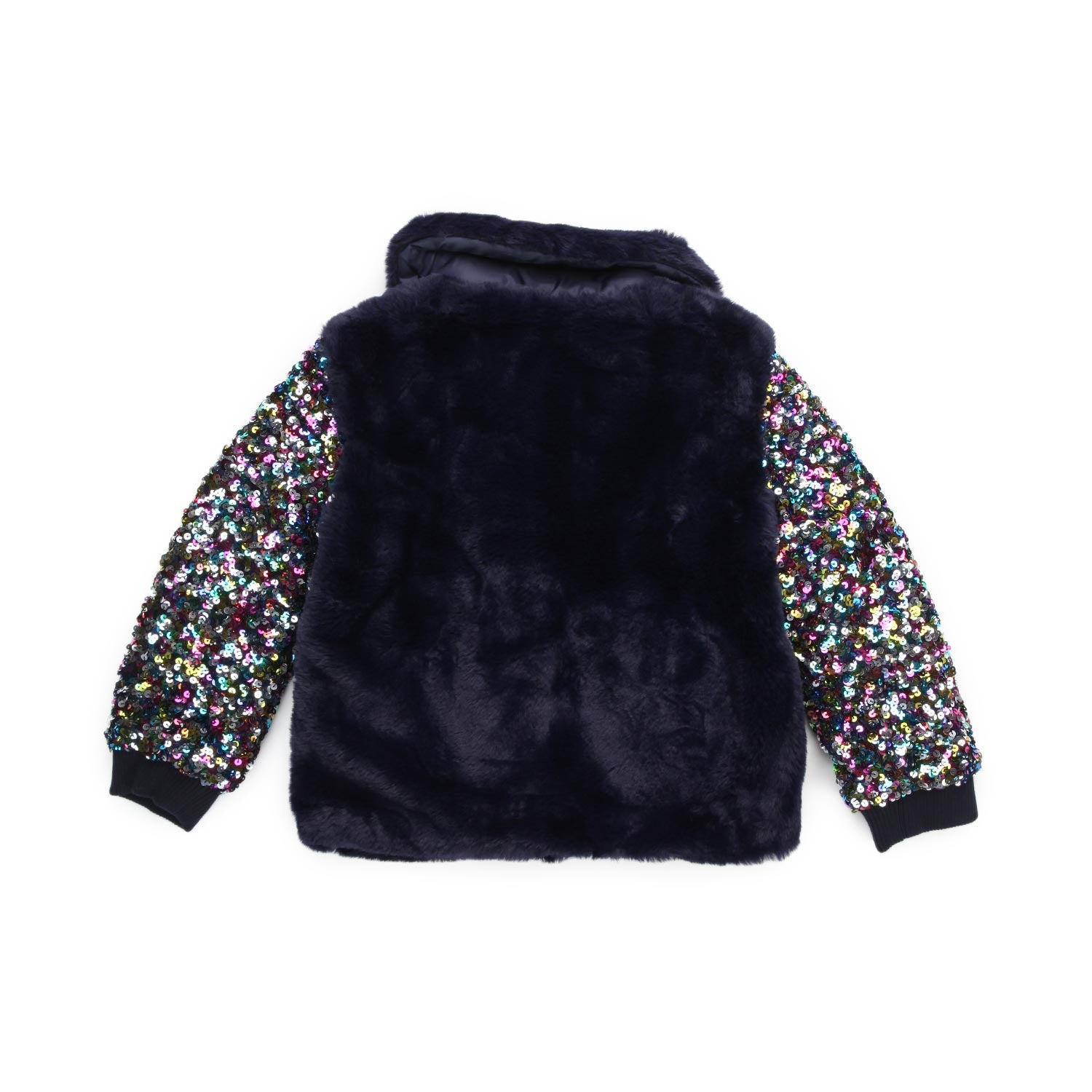 GIUBBOTTO ECOPELLICCIA BLU CON PAILLETTES BAMBINA - annameglio.com abbigliamento moda