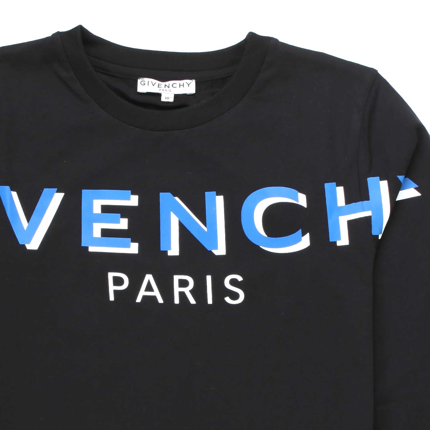 T-SHIRT LUNGA NERA CON LOGO BLU BAMBINO E TEEN - annameglio.com abbigliamento moda