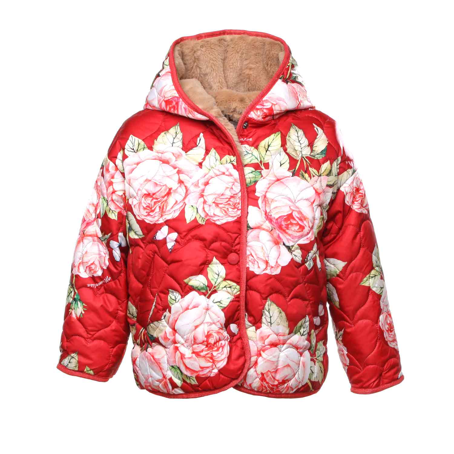GIUBBOTTO ROSSO A FIORI BAMBINA - annameglio.com abbigliamento moda