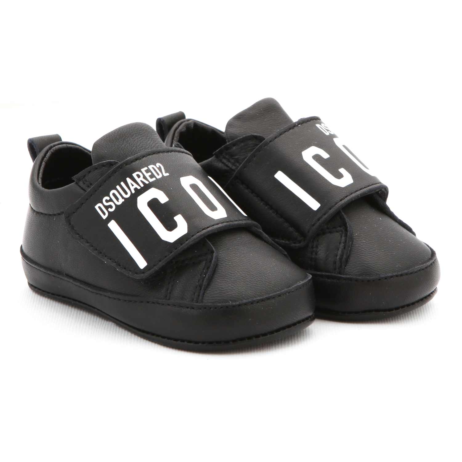 MINI SNEAKER ICON IN PELLE NERA BEBÈ UNISEX - annameglio.com abbigliamento moda