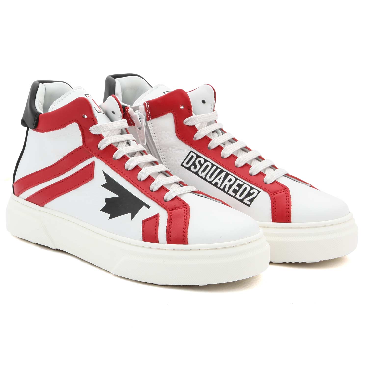 SNEAKER D2 ALTA BIANCA E ROSSA TEENAGER - annameglio.com abbigliamento moda
