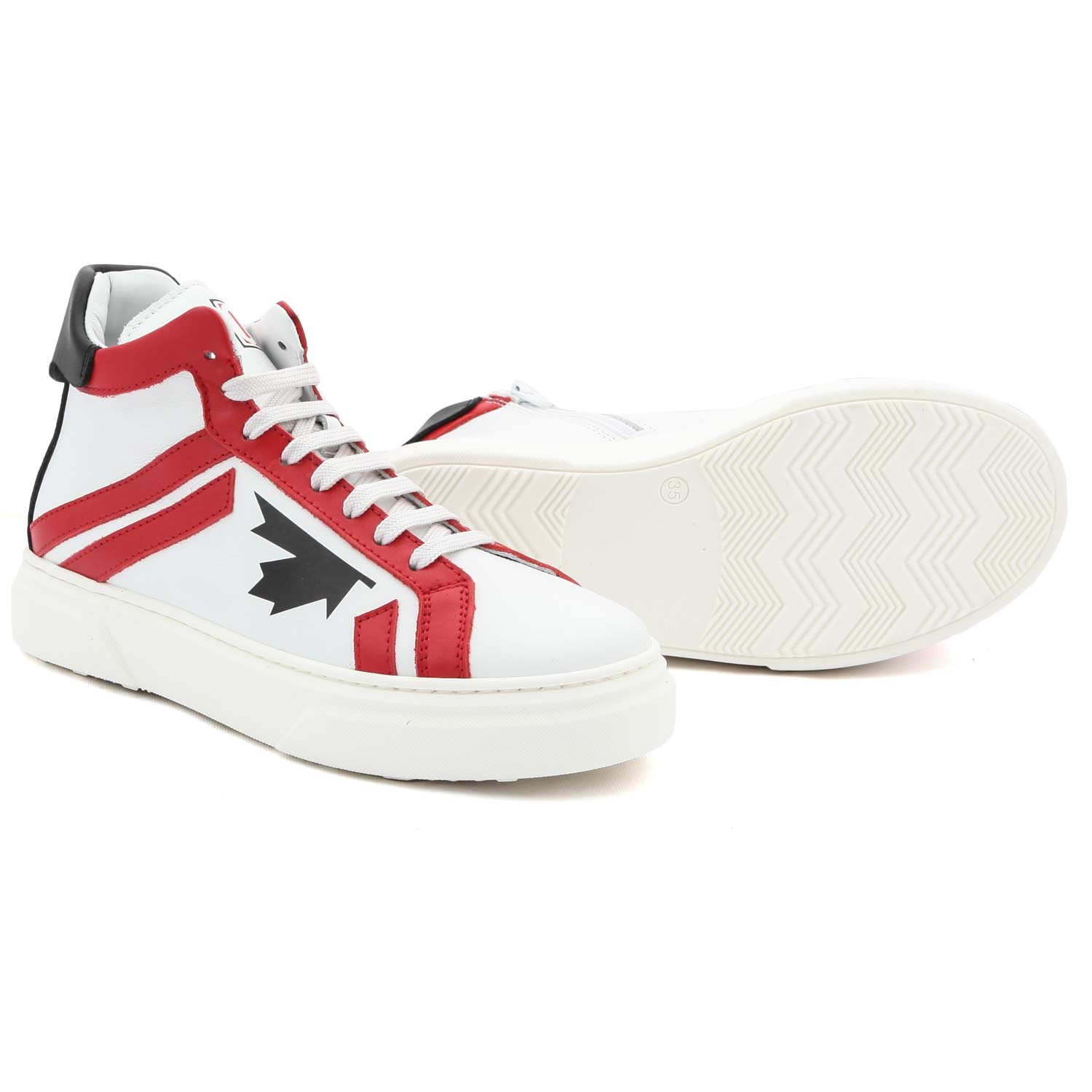 SNEAKER D2 ALTA BIANCA E ROSSA TEENAGER - annameglio.com abbigliamento moda