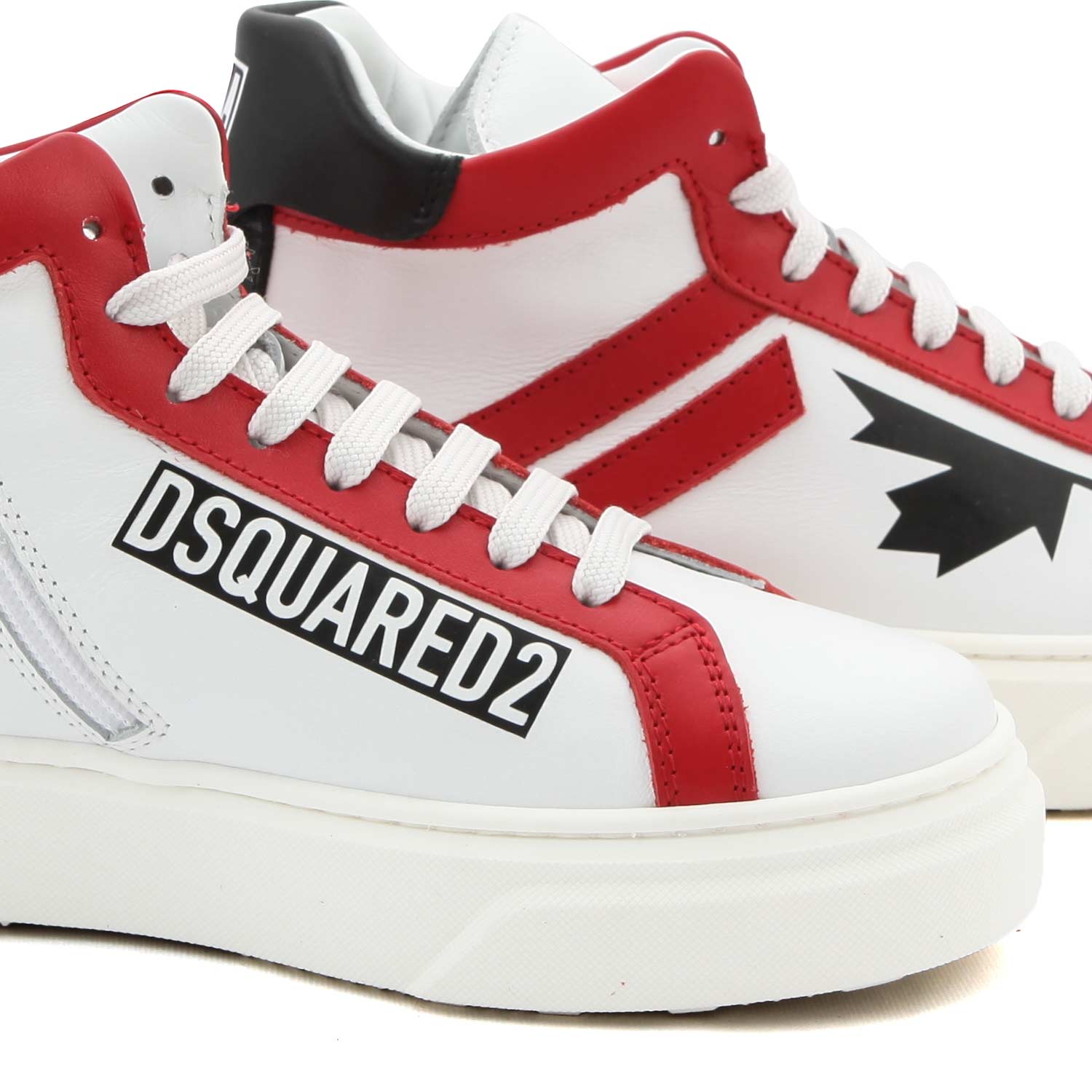 SNEAKER D2 ALTA BIANCA E ROSSA TEENAGER - annameglio.com abbigliamento moda