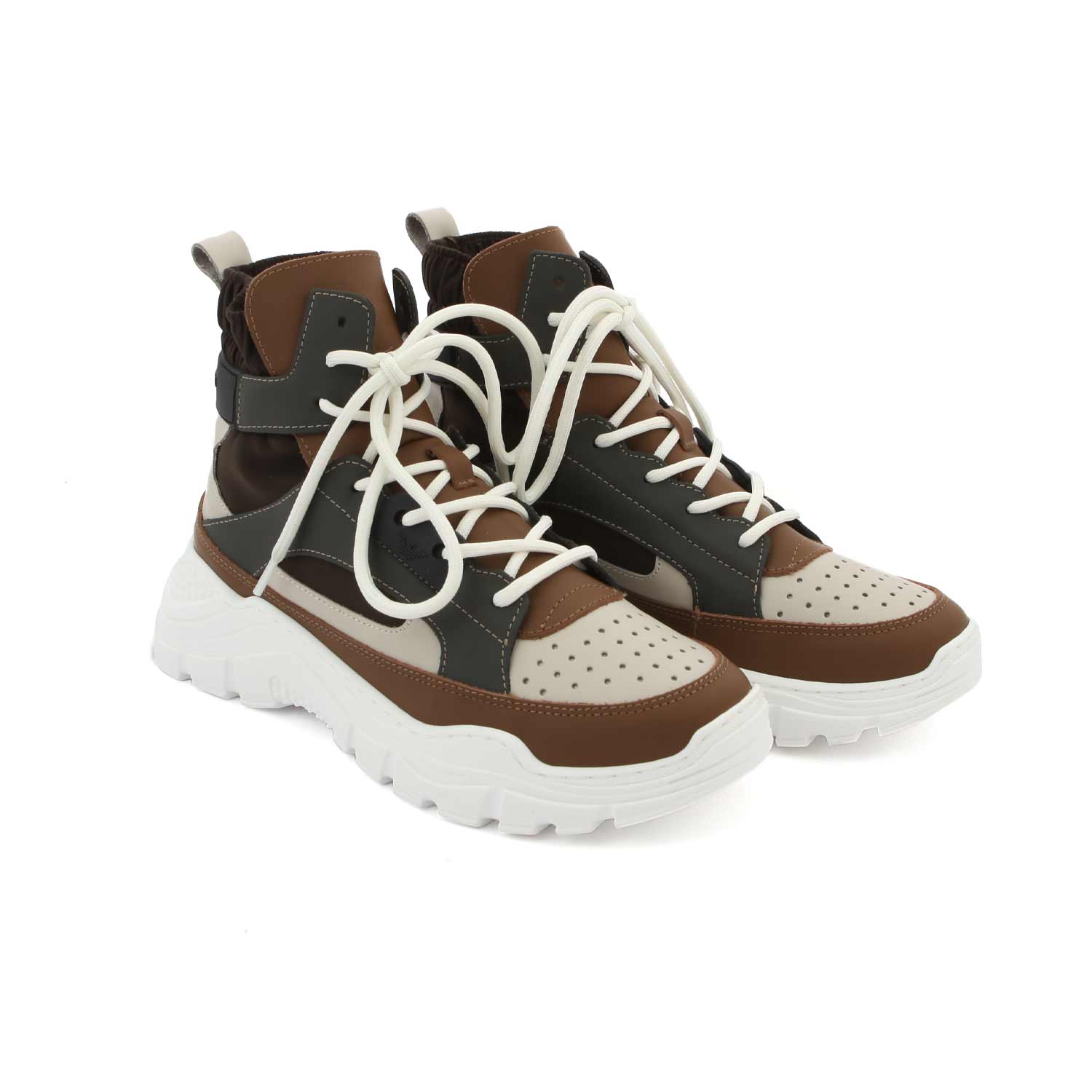 SNEAKER CHUNKY HIGH-TOP MARRONE-BEIGE TEENAGER - annameglio.com abbigliamento moda