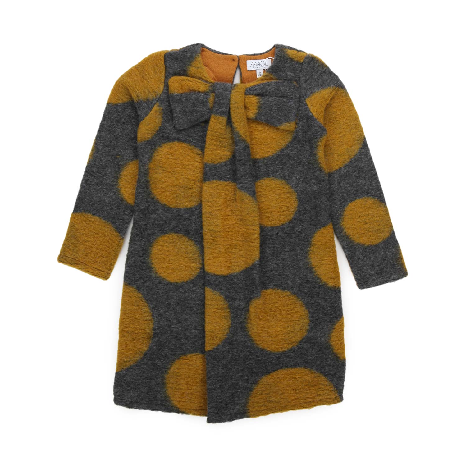 ABITO A POIS GRIGIO E SENAPE BAMBINA - annameglio.com abbigliamento moda