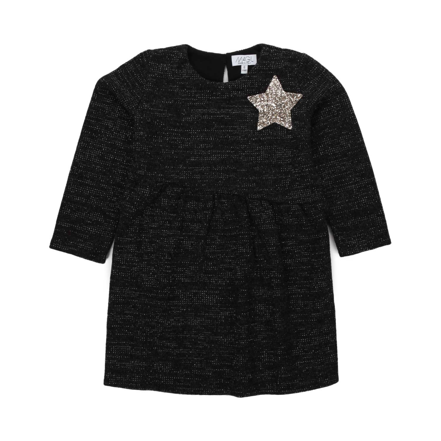 ABITO BAMBINA NERO LUREX CON STELLA - annameglio.com abbigliamento moda
