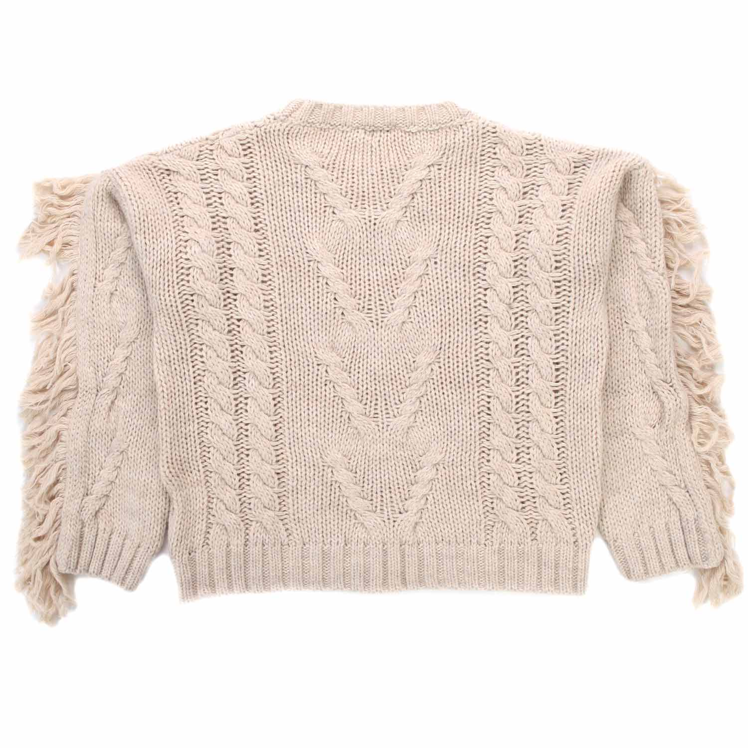 MAGLIONE BEIGE CON FRANGE BAMBINA E TEEN - annameglio.com abbigliamento moda