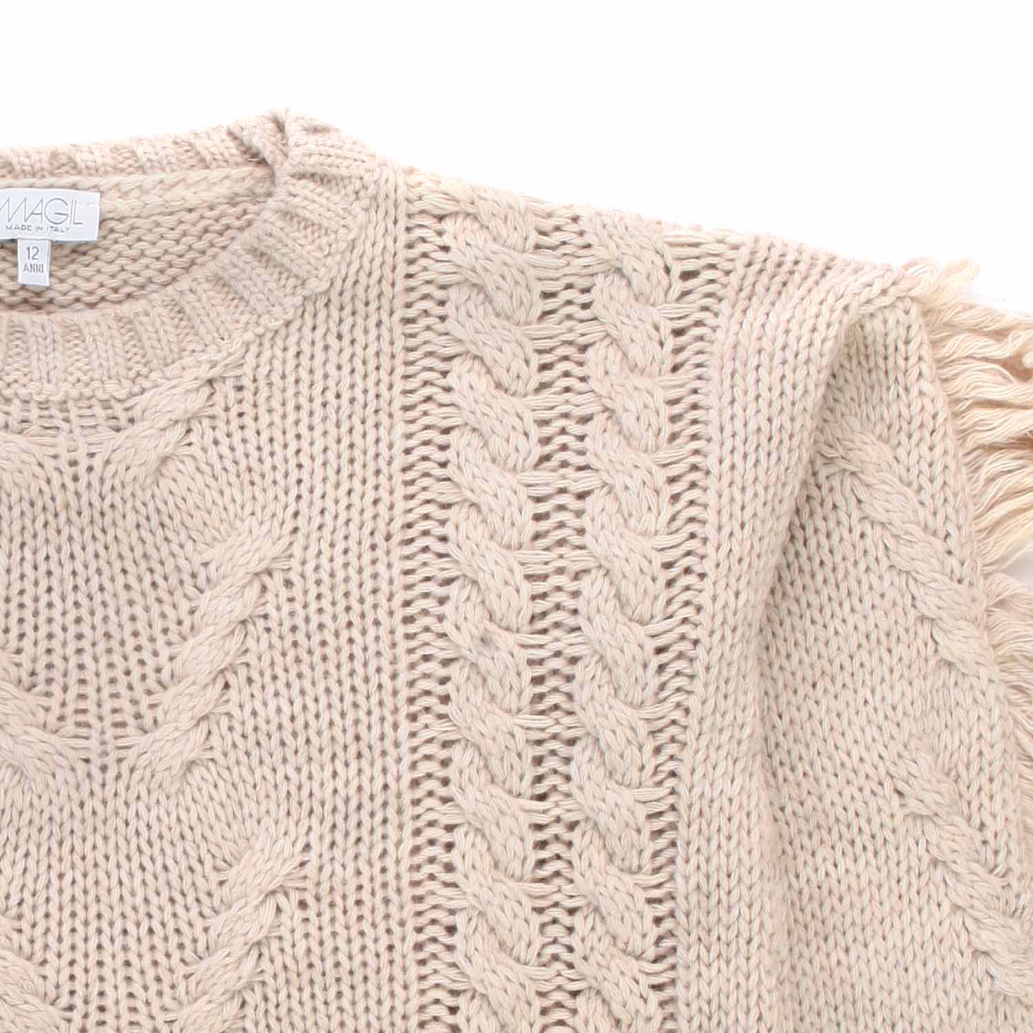 MAGLIONE BEIGE CON FRANGE BAMBINA E TEEN - annameglio.com abbigliamento moda