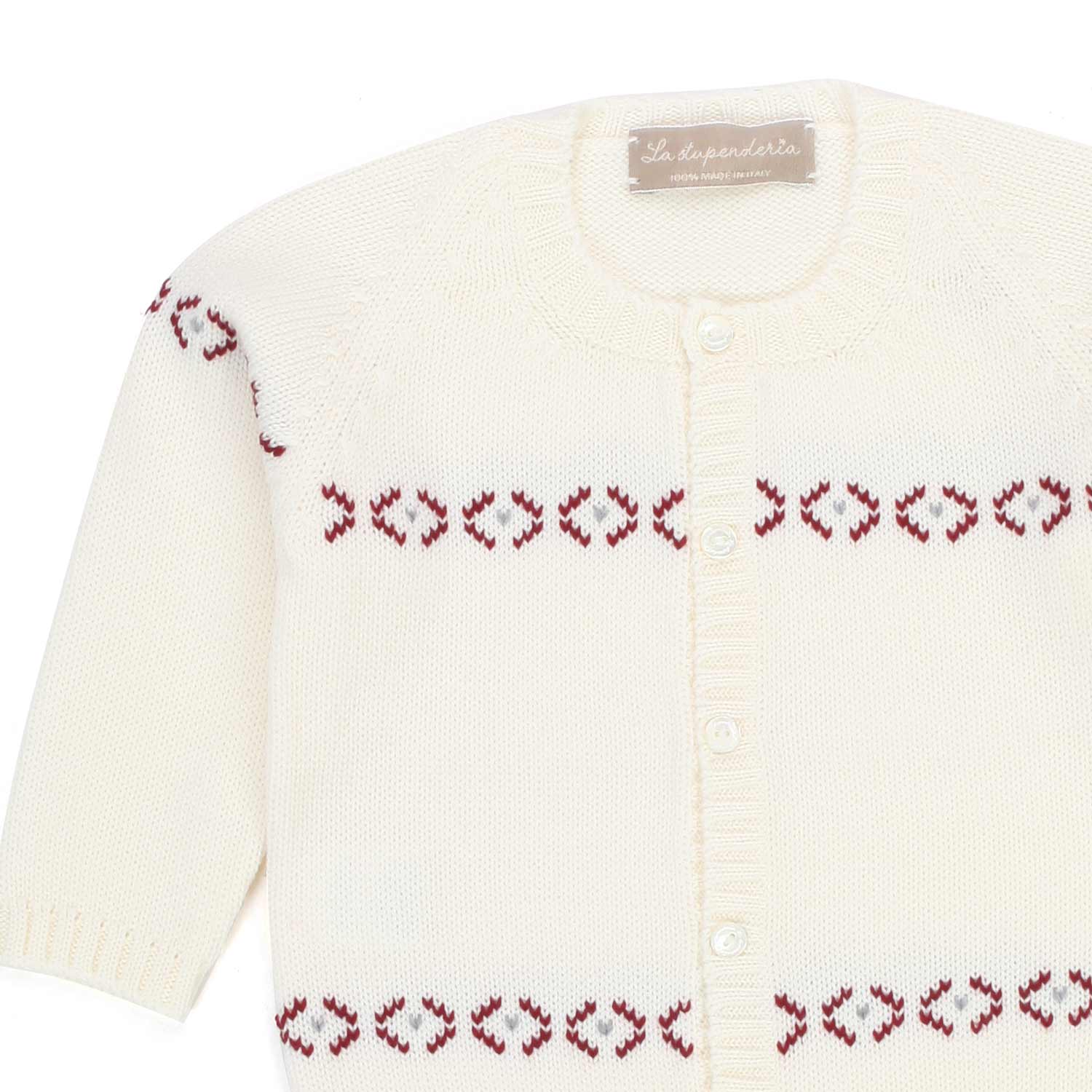 CARDIGAN BIANCO E BORDEAUX PER BIMBA - annameglio.com abbigliamento moda