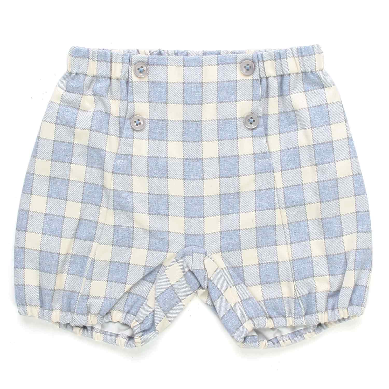 BERMUDA BIANCO E CELESTE A QUADRI NEONATO - annameglio.com abbigliamento moda