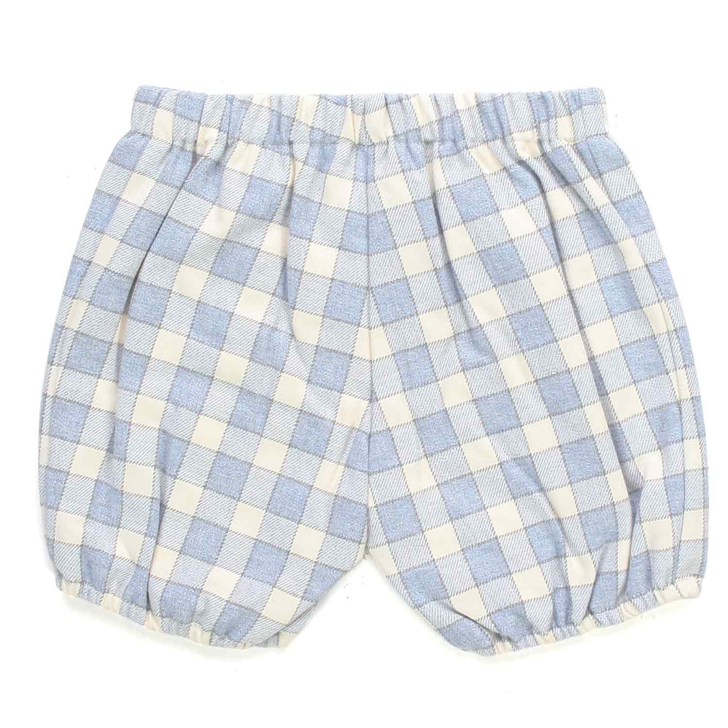 BERMUDA BIANCO E CELESTE A QUADRI NEONATO - annameglio.com abbigliamento moda