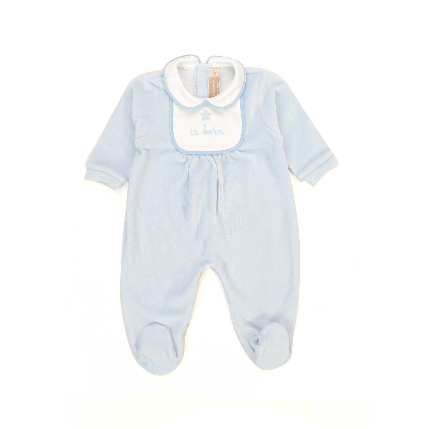 TUTINA CELESTE CON RICAMO A MANO PER NEONATO - annameglio.com abbigliamento moda