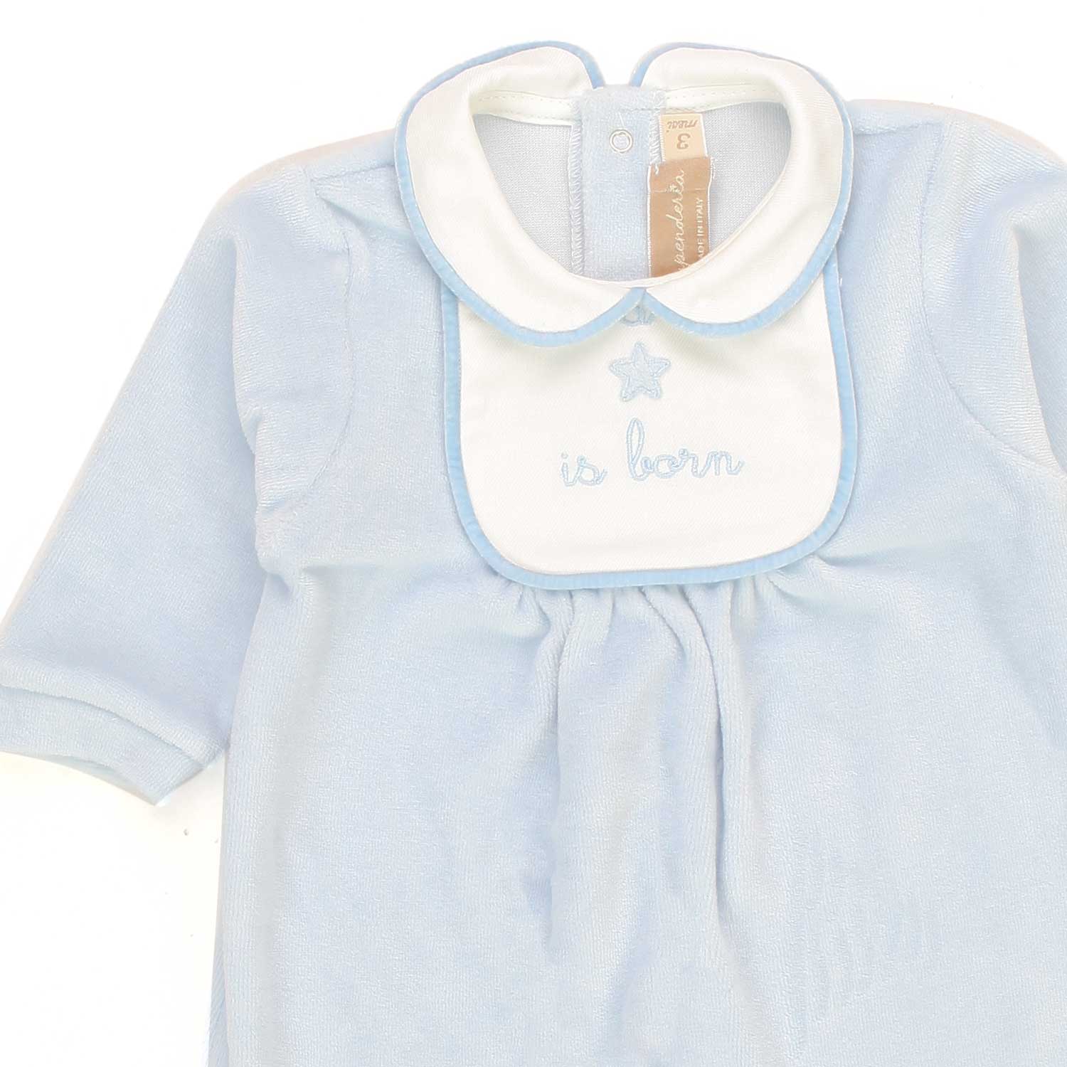 TUTINA CELESTE CON RICAMO A MANO PER NEONATO - annameglio.com abbigliamento moda