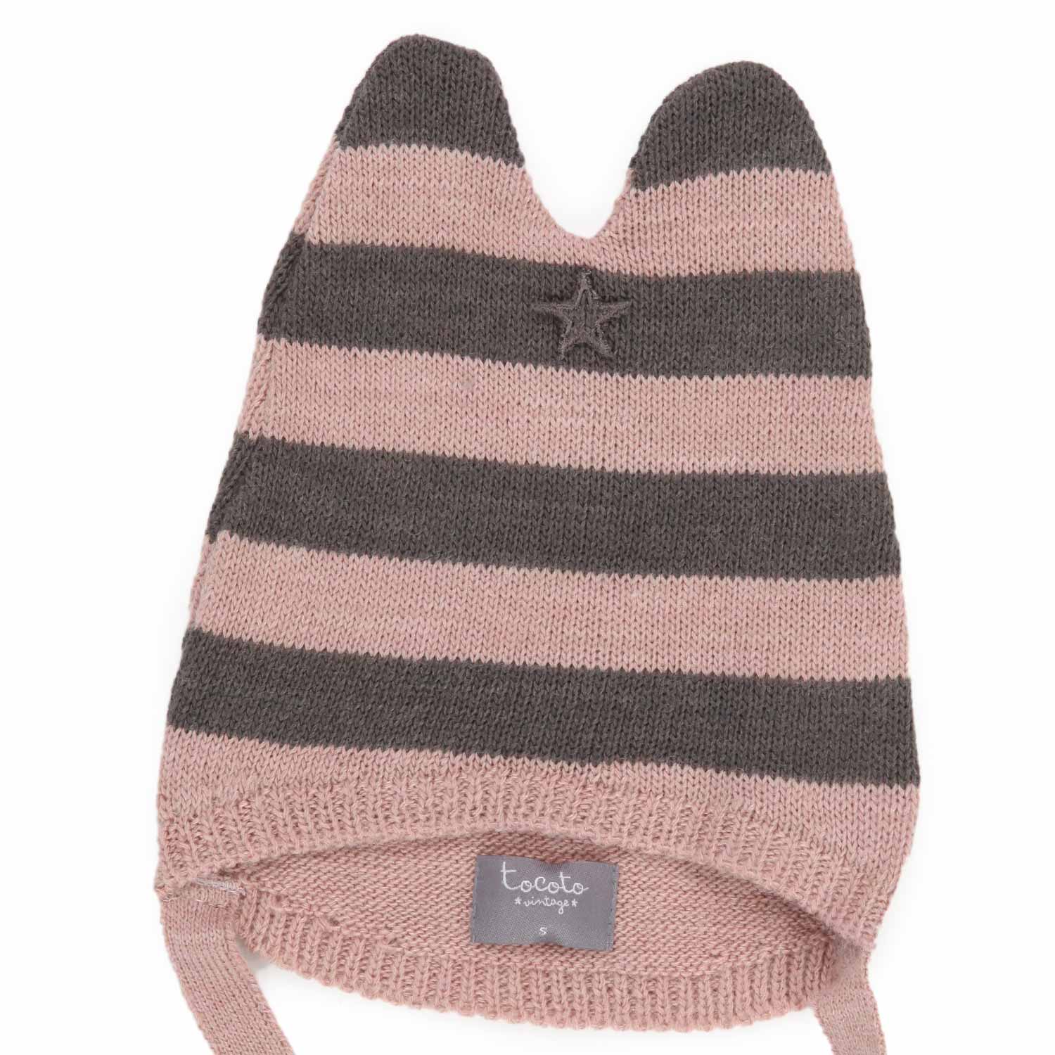 CAPPELLO A RIGHE ROSA E GRIGIO NEONATA - annameglio.com abbigliamento moda