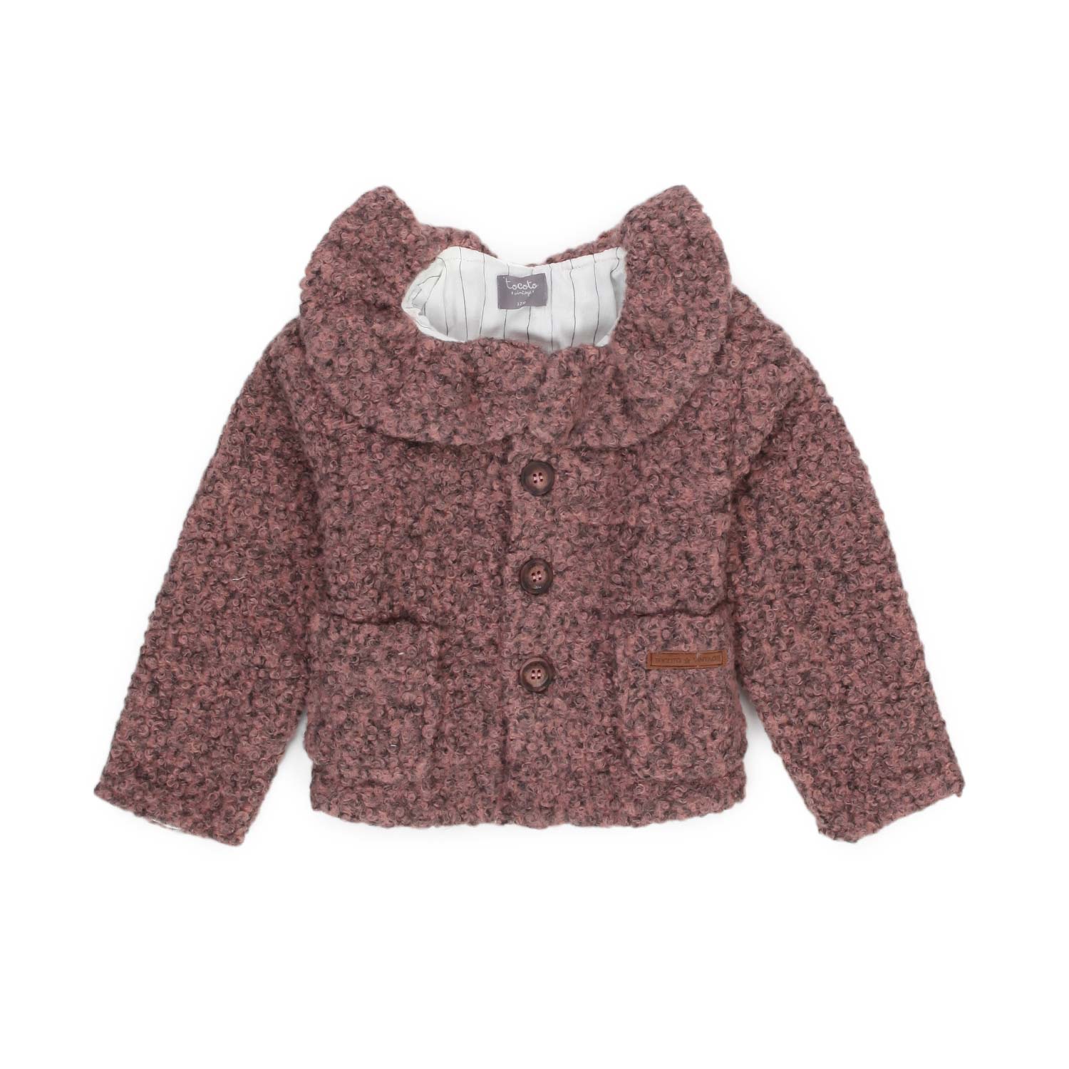 CAPPOTTINO BOUCLE ROSA ANTICO BAMBINA BABY - annameglio.com abbigliamento moda