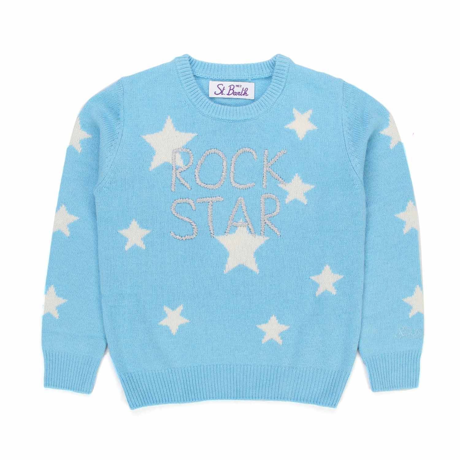 MAGLIONE CELESTE CON STELLE BAMBINA E TEEN - annameglio.com abbigliamento moda