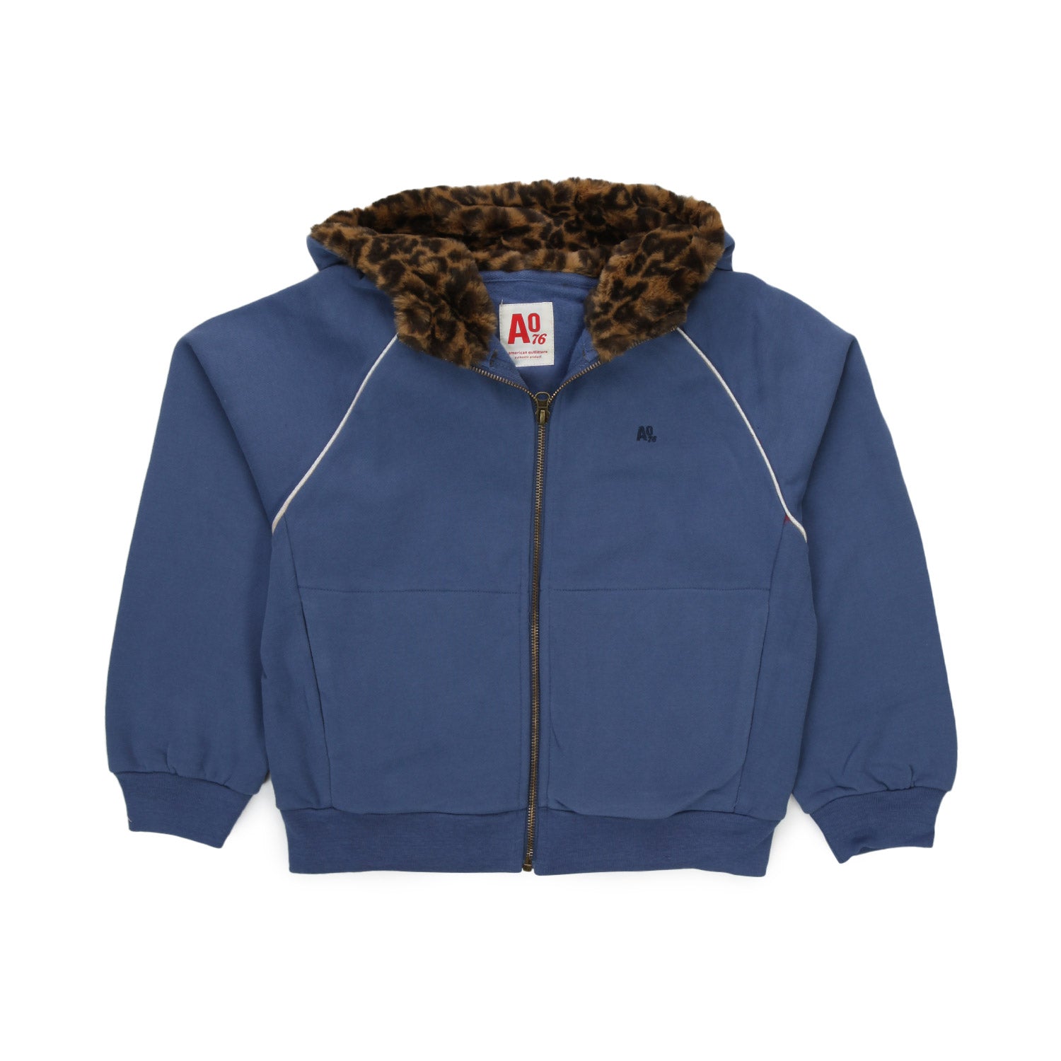 FELPA INDACO CON CAPPUCCIO LEOPARD BAMBINA E TEEN - annameglio.com abbigliamento moda