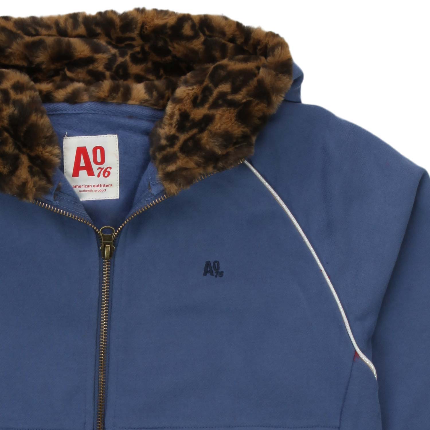 FELPA INDACO CON CAPPUCCIO LEOPARD BAMBINA E TEEN - annameglio.com abbigliamento moda