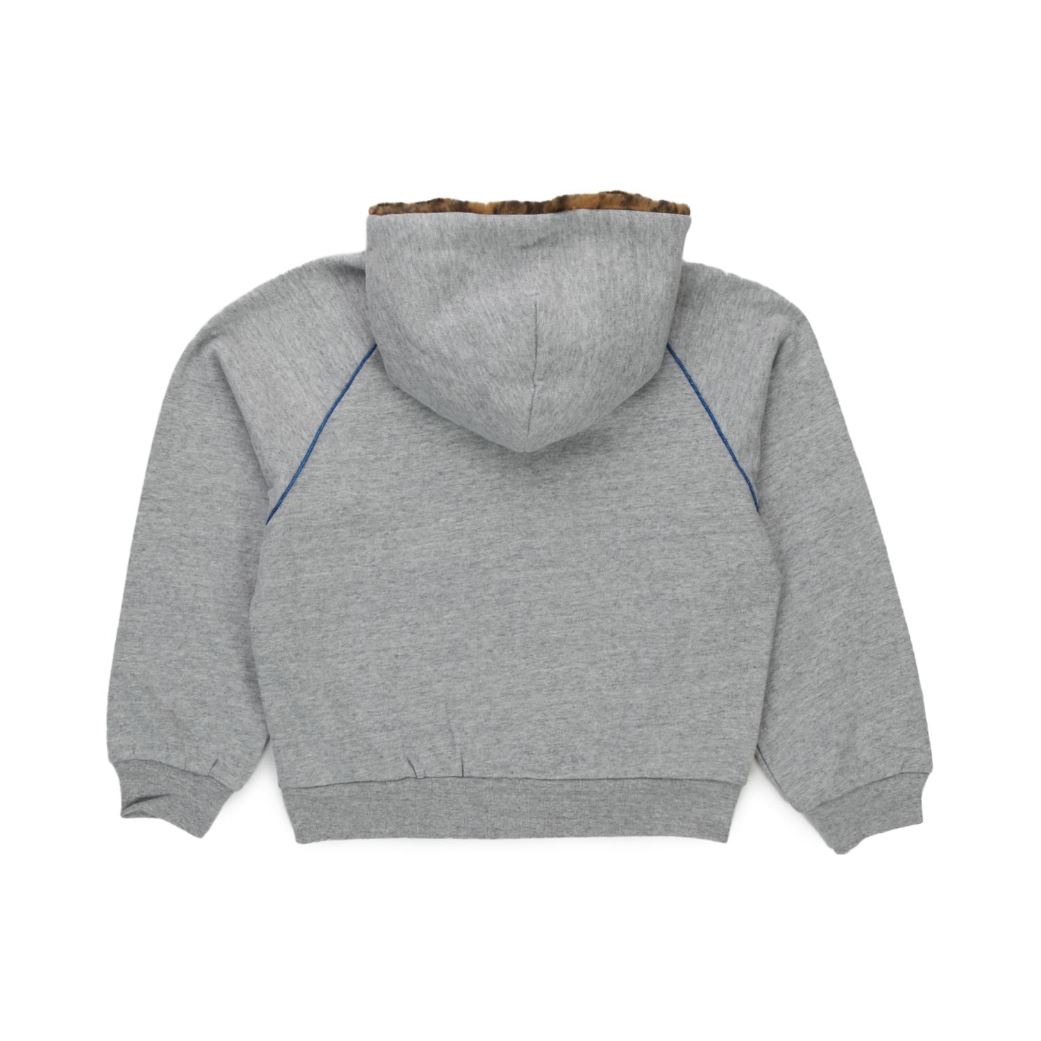 FELPA GRIGIA CON CAPPUCCIO LEOPARD BAMBINA E TEEN - annameglio.com abbigliamento moda