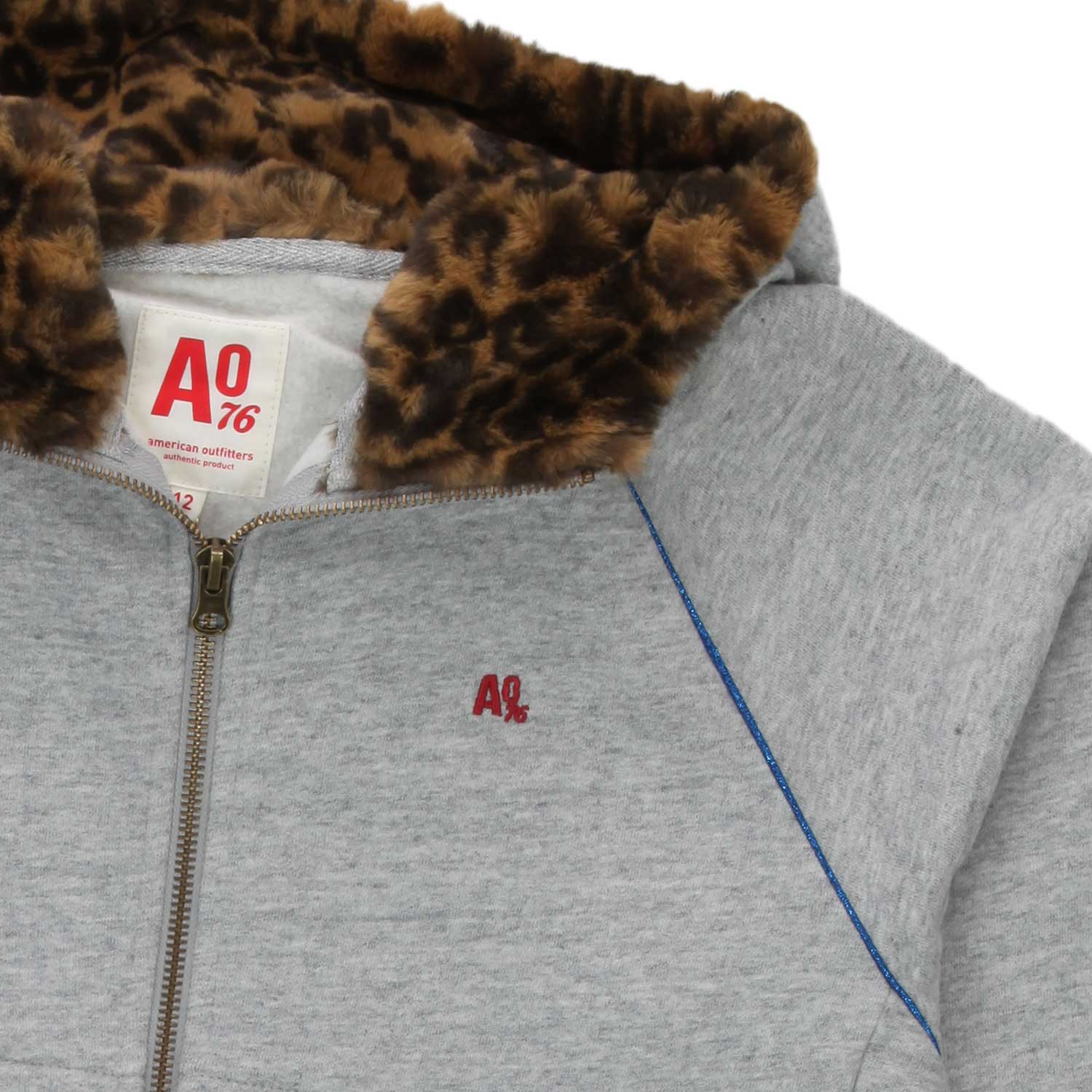 FELPA GRIGIA CON CAPPUCCIO LEOPARD BAMBINA E TEEN - annameglio.com abbigliamento moda