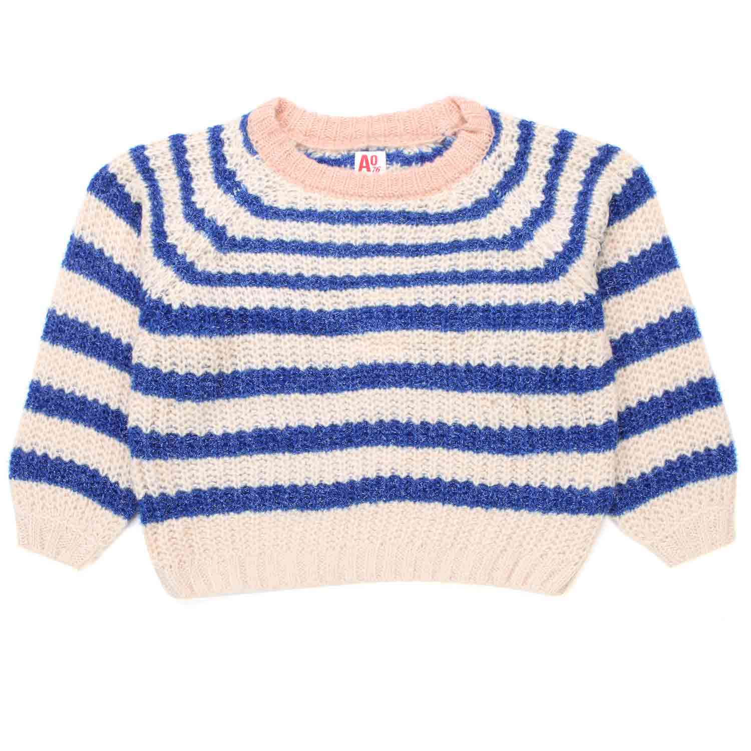 PULLOVER BEIGE A RIGHE BLU BAMBINA E TEEN - annameglio.com abbigliamento moda