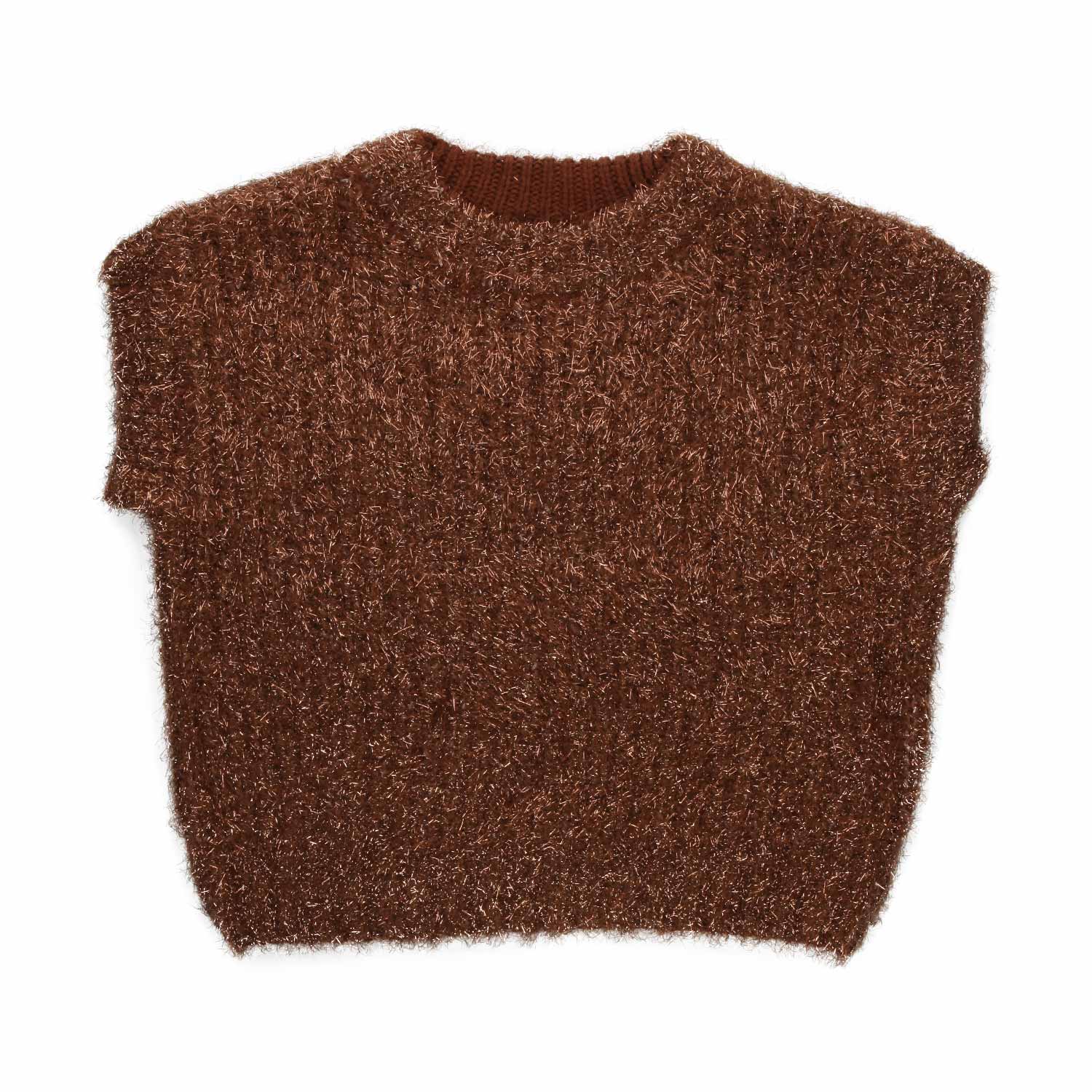 PULLOVER GILET MARRONE LAMINATO BAMBINA E TEEN - annameglio.com abbigliamento moda