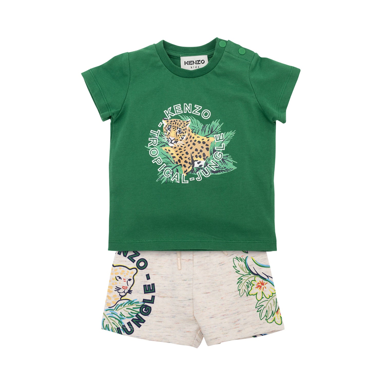 T-SHIRT VERDE CON SHORTS ECRU BAMBINO BABY - annameglio.com abbigliamento moda