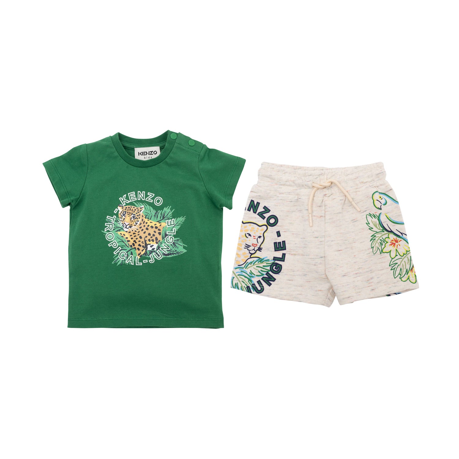 T-SHIRT VERDE CON SHORTS ECRU BAMBINO BABY - annameglio.com abbigliamento moda