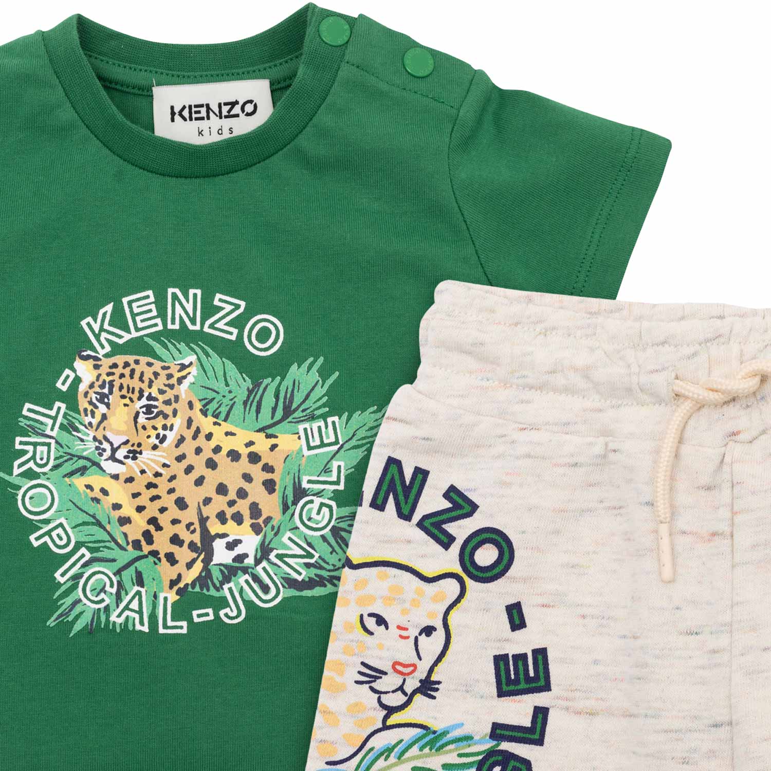 T-SHIRT VERDE CON SHORTS ECRU BAMBINO BABY - annameglio.com abbigliamento moda