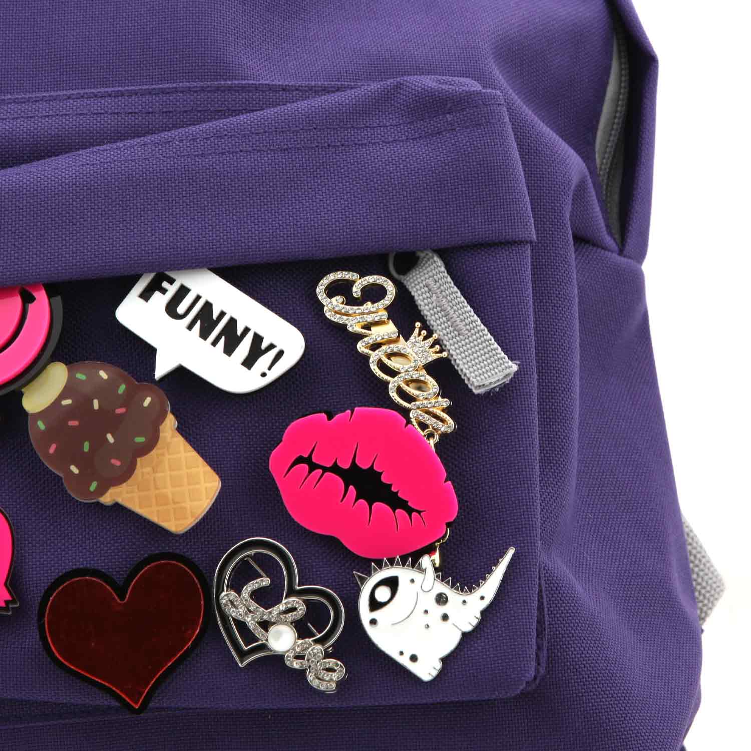 ZAINO VIOLA CON SPILLE BAMBINA E TEENAGER - annameglio.com abbigliamento moda