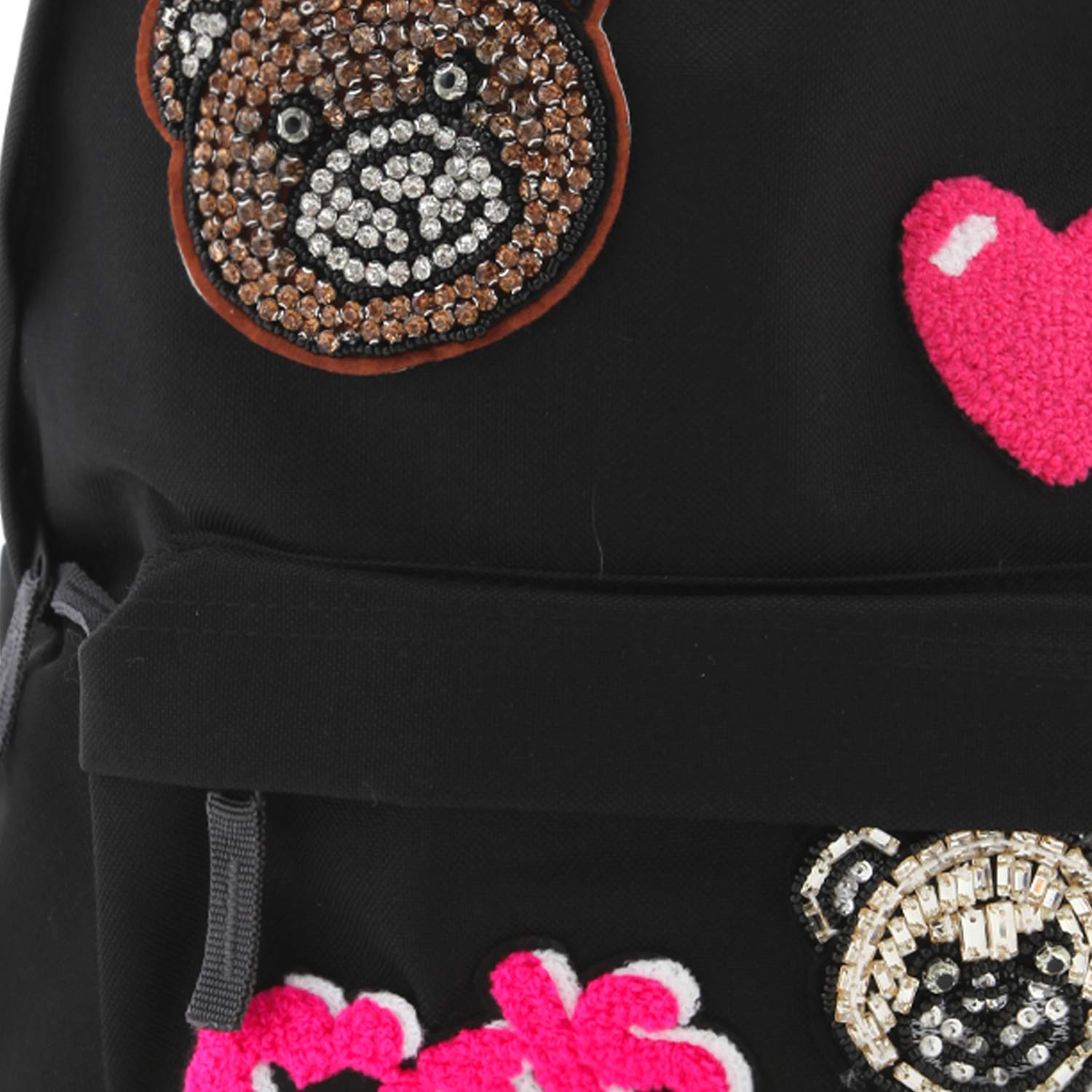 ZAINO NERO CON PATCH BAMBINA E TEENAGER - annameglio.com abbigliamento moda