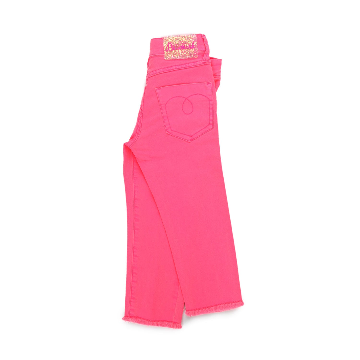 JEANS ROSA FLUO CON LOGO GLITTER BAMBINA - annameglio.com abbigliamento moda