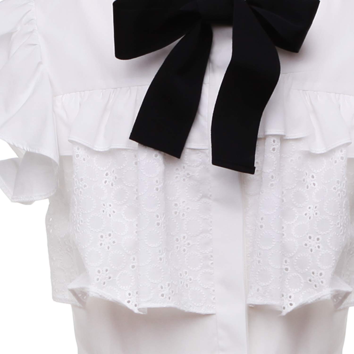 CAMICIA BIANCA CON BALZE SANGALLO E FIOCCO BLU - annameglio.com abbigliamento moda